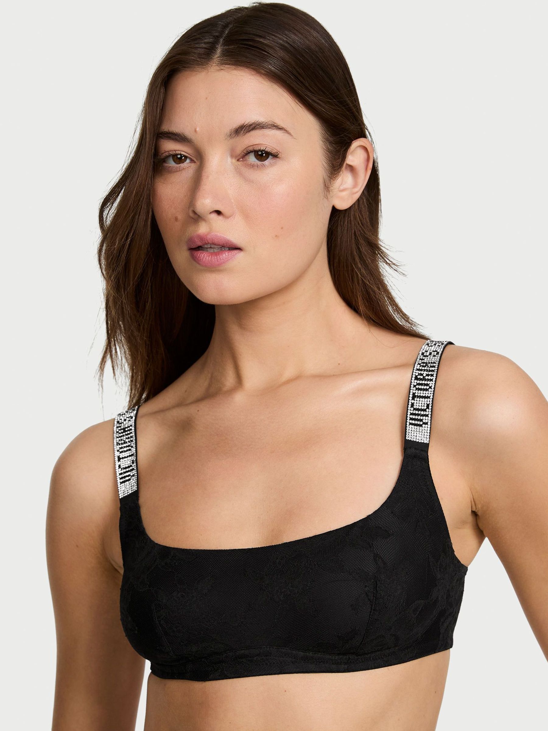 Black Shine Strap Lace Bralette (W39473) | £29