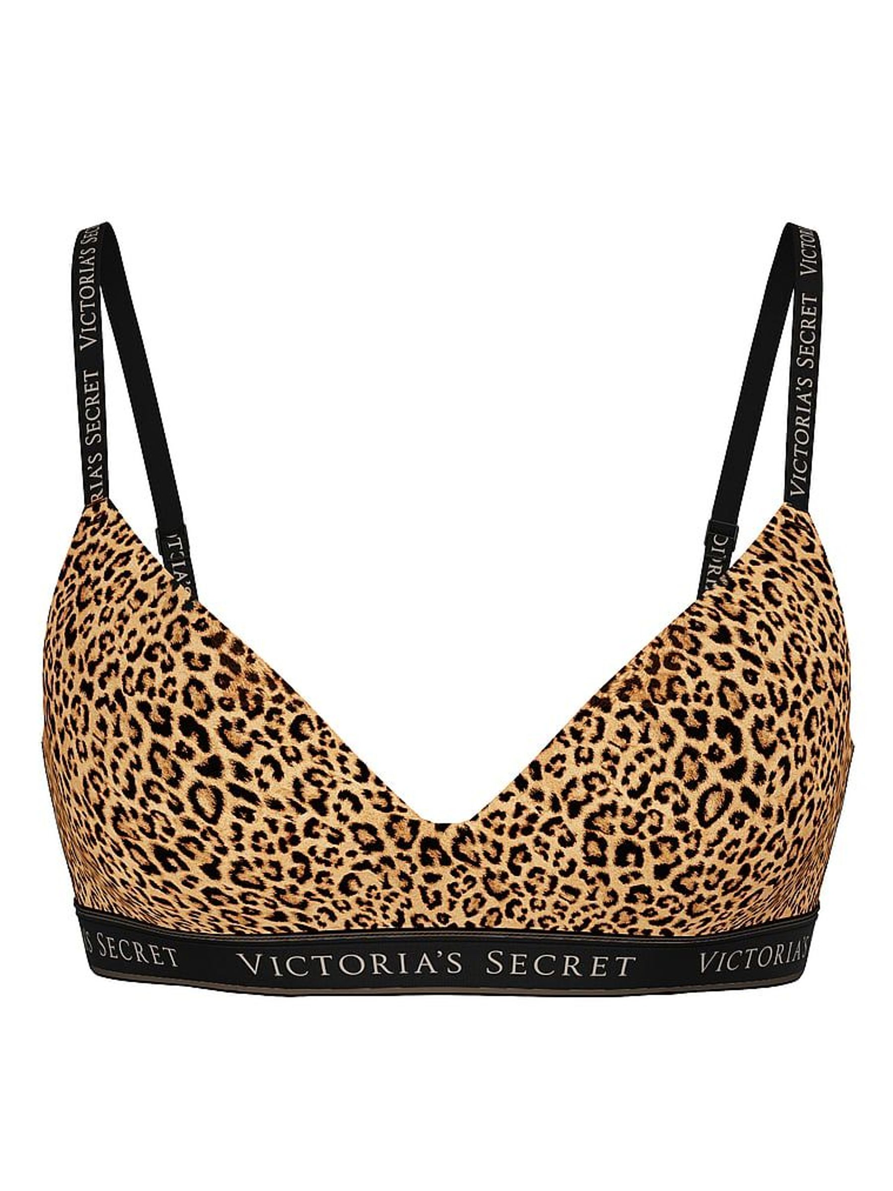 Leopard Brown Non Wired Lightly Lined Cotton Logo Bra (W39509) | £35 - £36