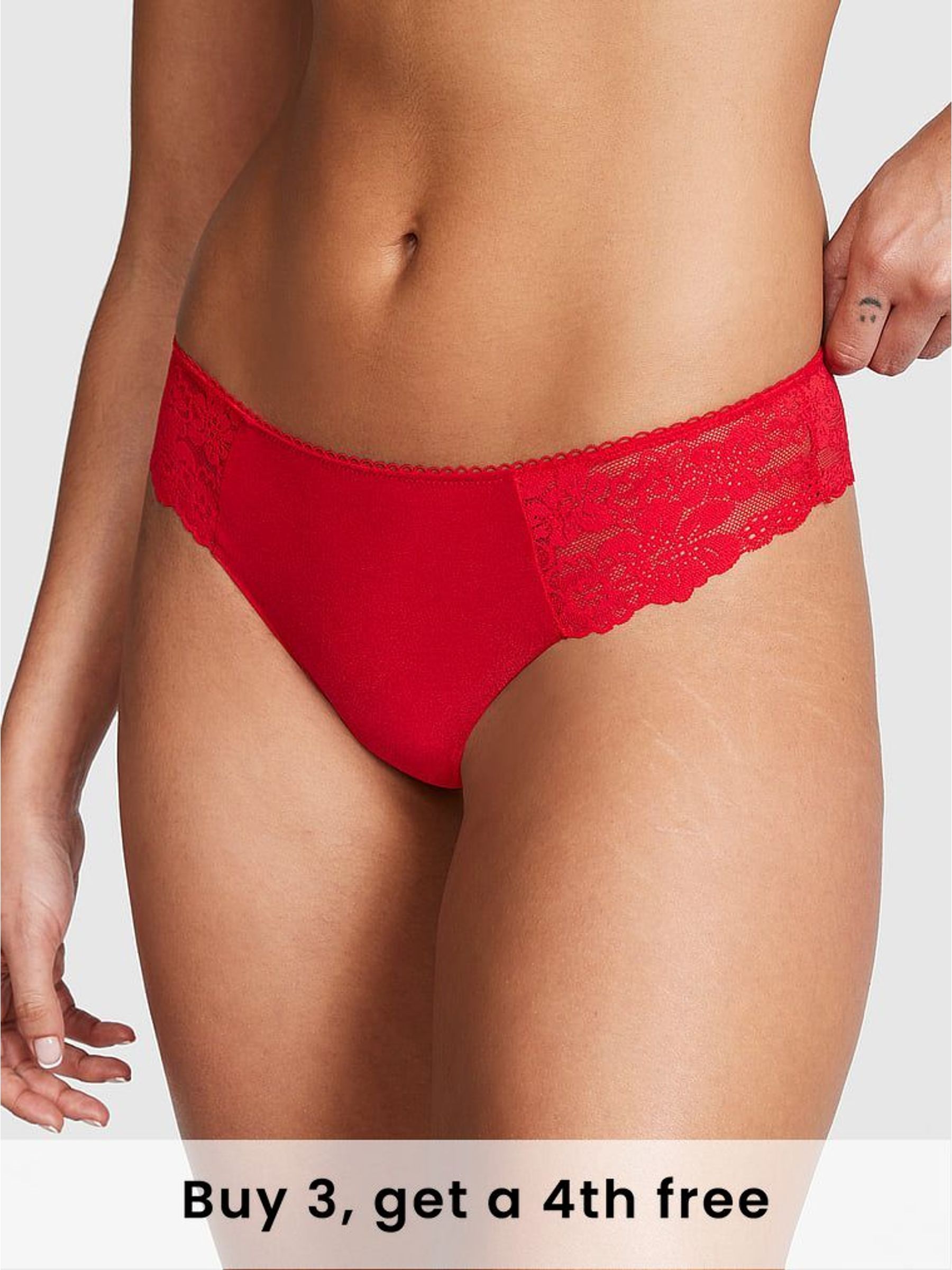 Red Pepper Thong No Show Lace Trim Knickers (W39531) | £9