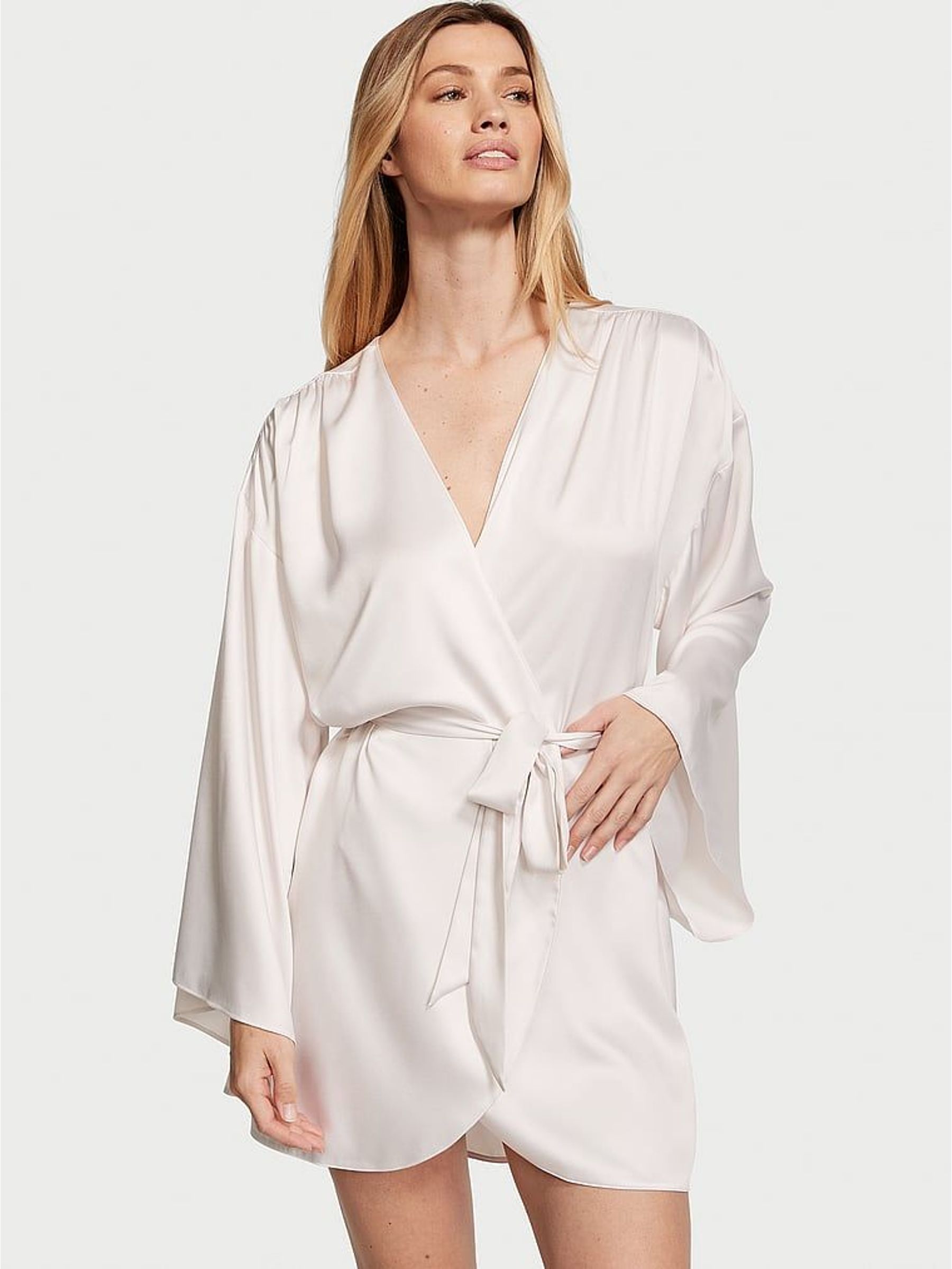 White Satin Short Robe (W39533) | £59