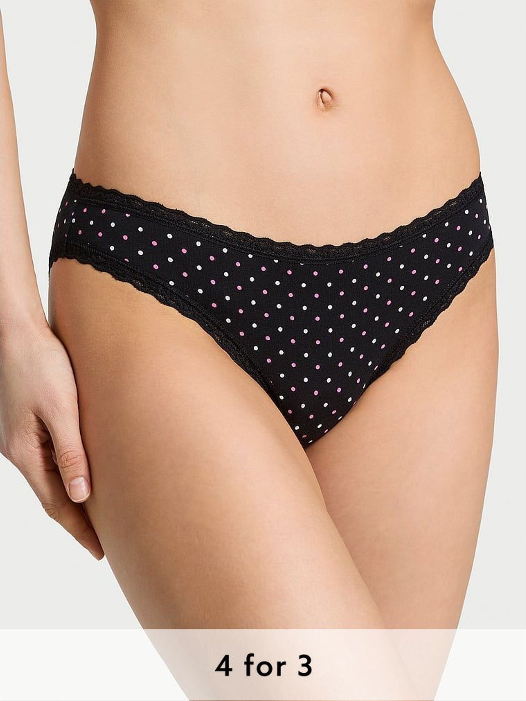 Black Dots Bikini Lace Trim Knickers (W39545) | £9