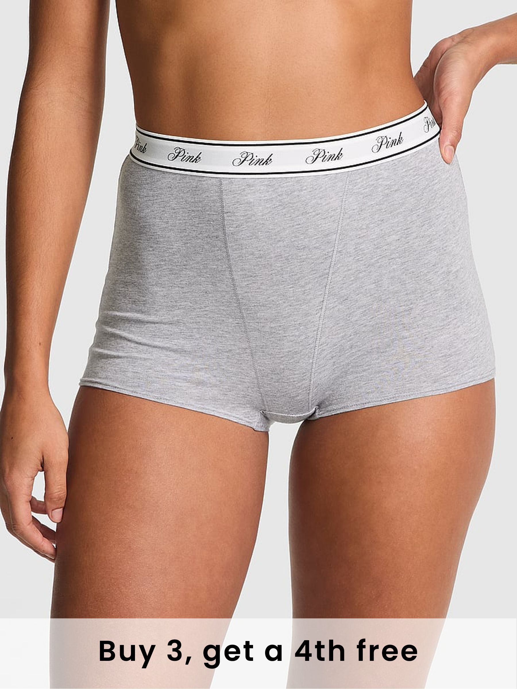Medium Heather Grey High Waist Cotton Logo Knickers (W39563) | £9