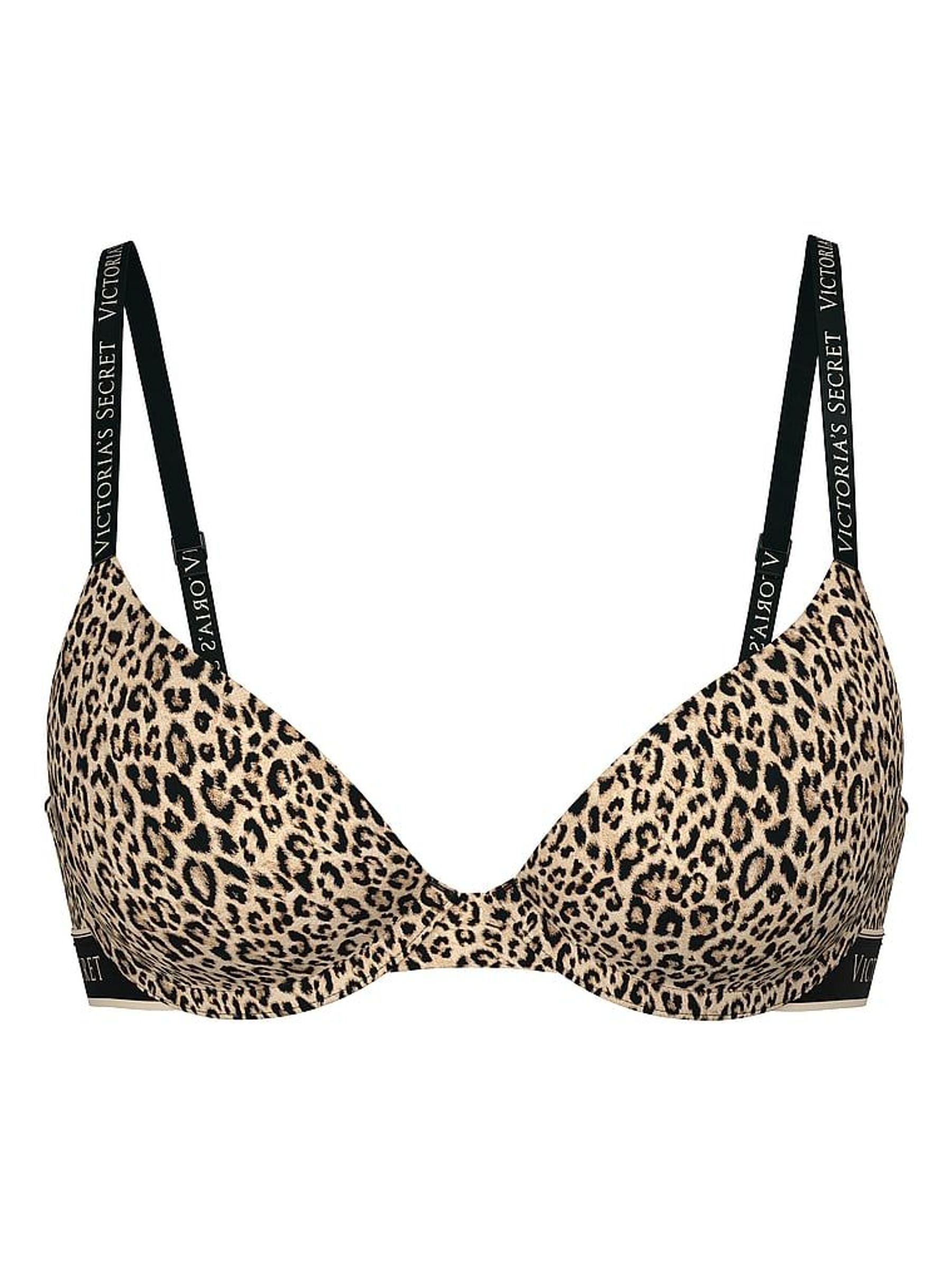 Leopard Brown Lightly Lined Demi Cotton Logo Bra (W40227) | £35 - £36