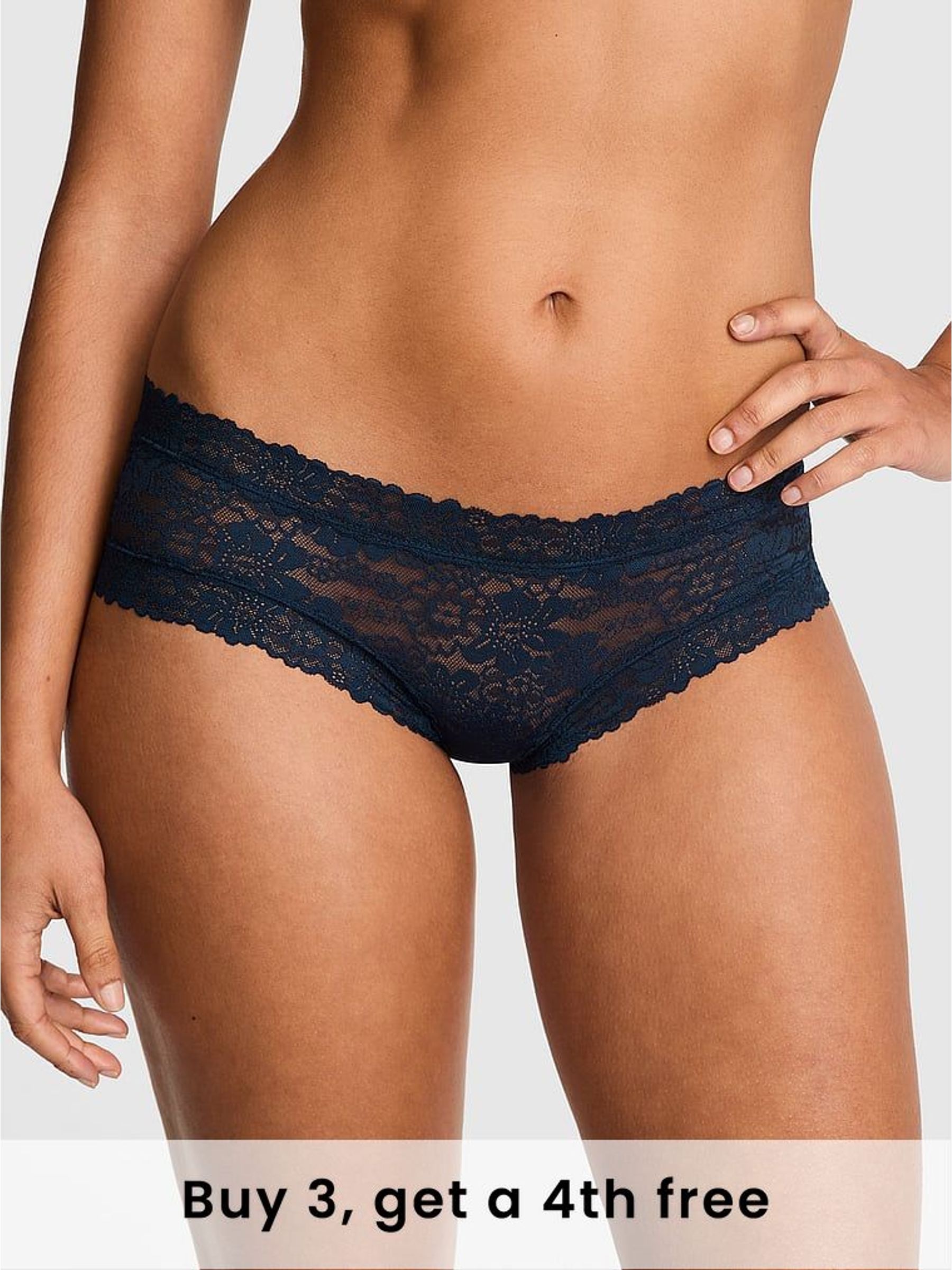 Noir Navy Blue Cheeky Floral Lace Knickers (W40242) | £9
