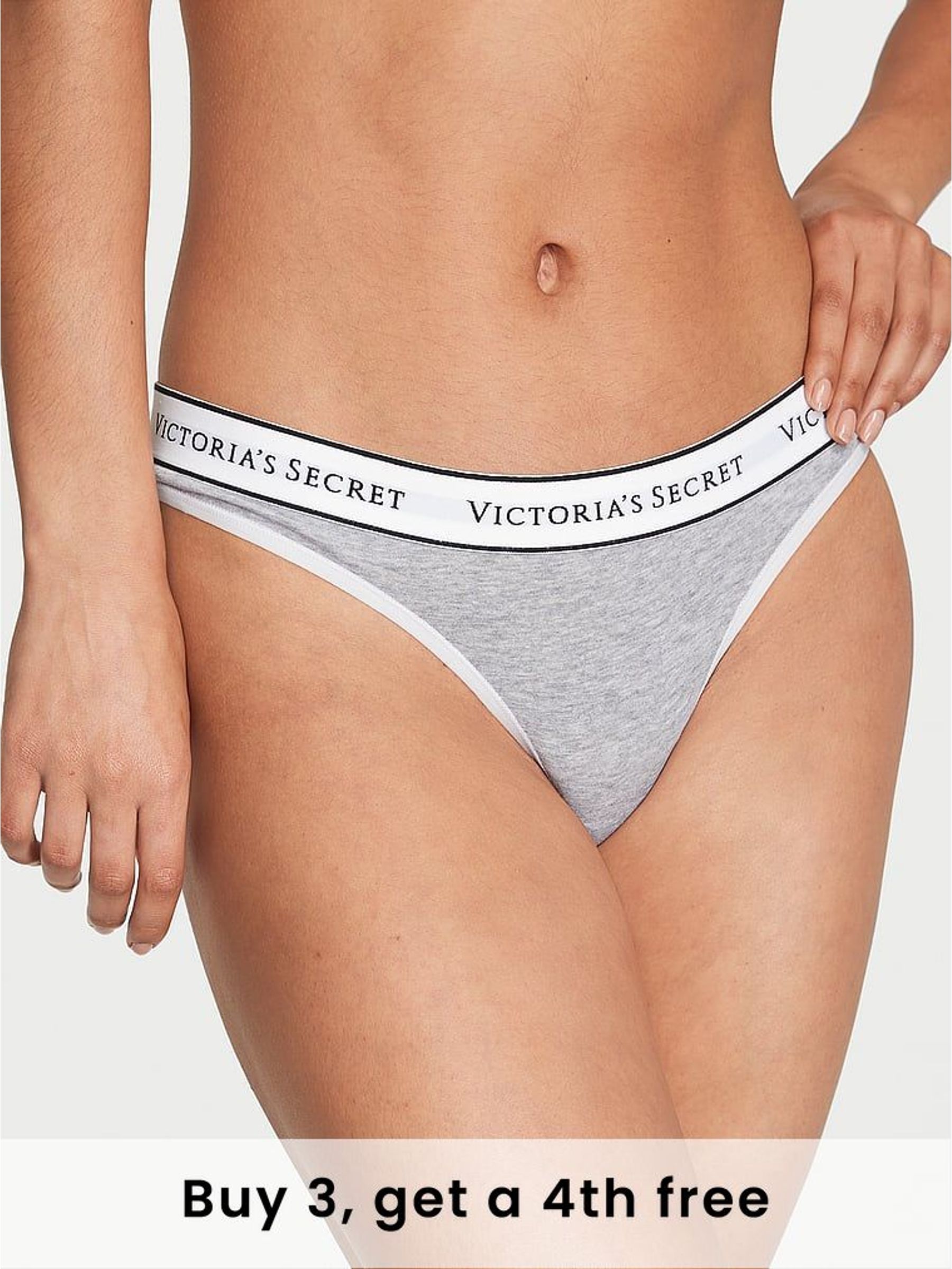 Medium Heather Grey Thong Logo Knickers (W40257) | £9
