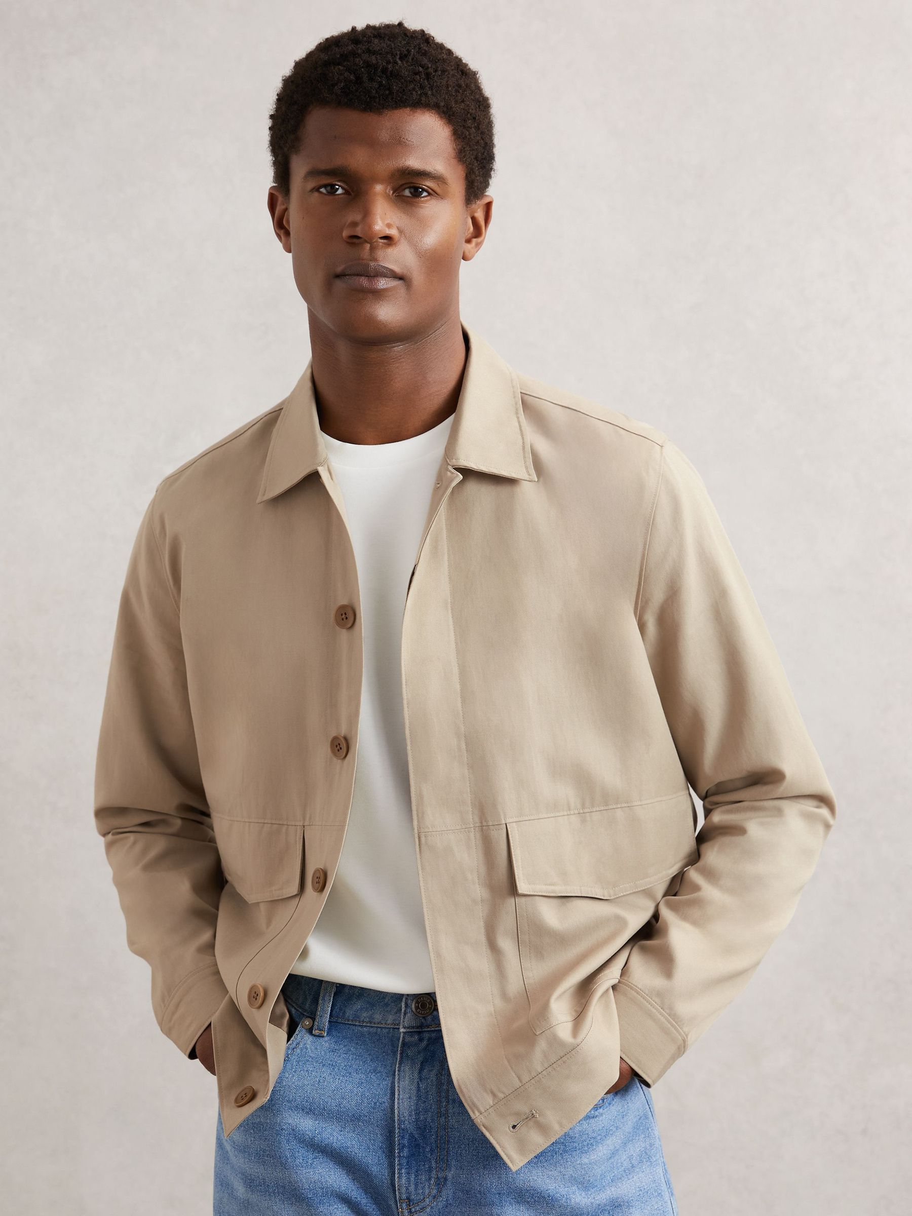 Paige Flap Pocket Worker Jacket in Beige (W40862) | £365