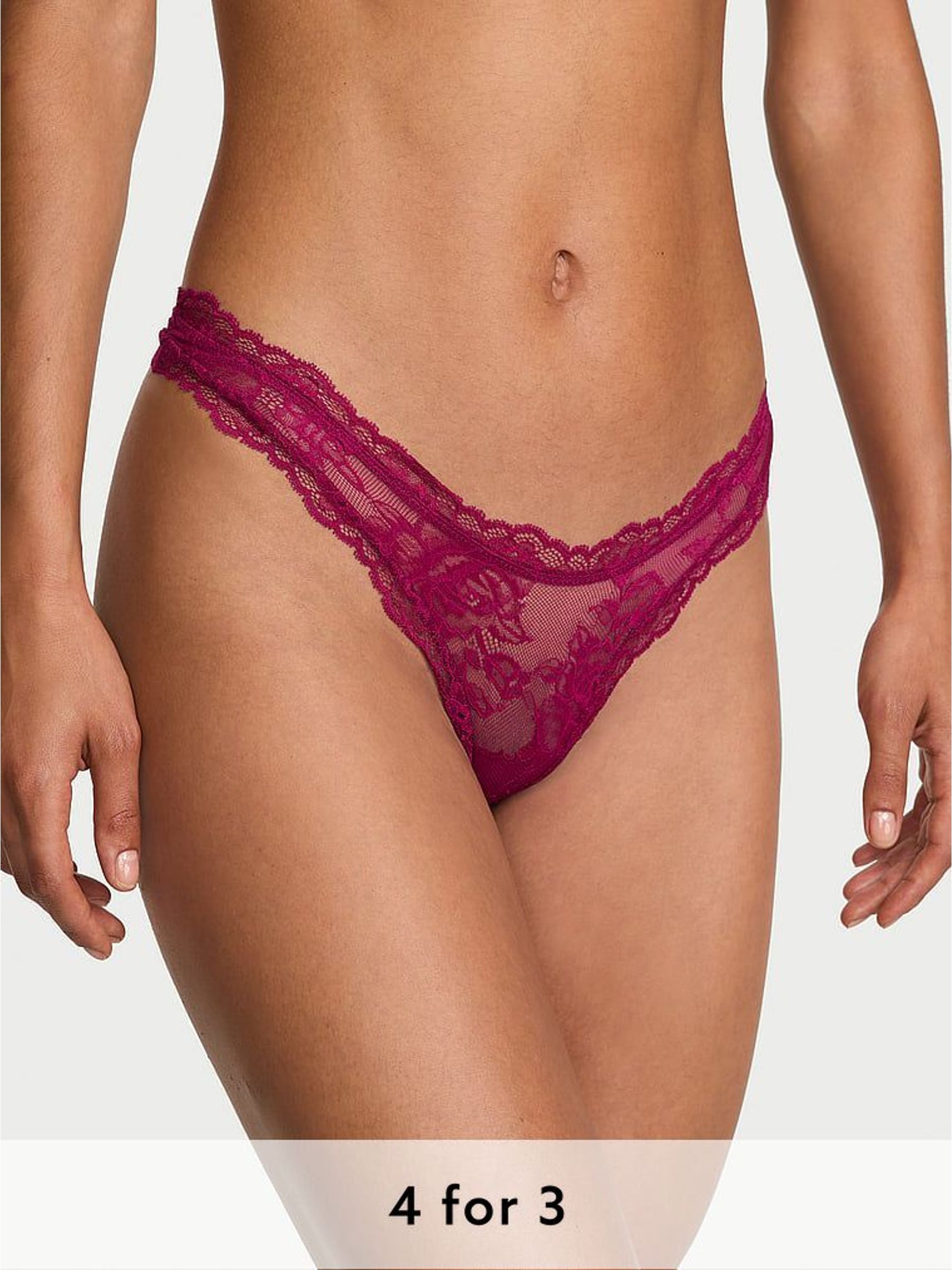 Fresh Jam Purple Thong Rose Lace Knickers (W41170) | £14