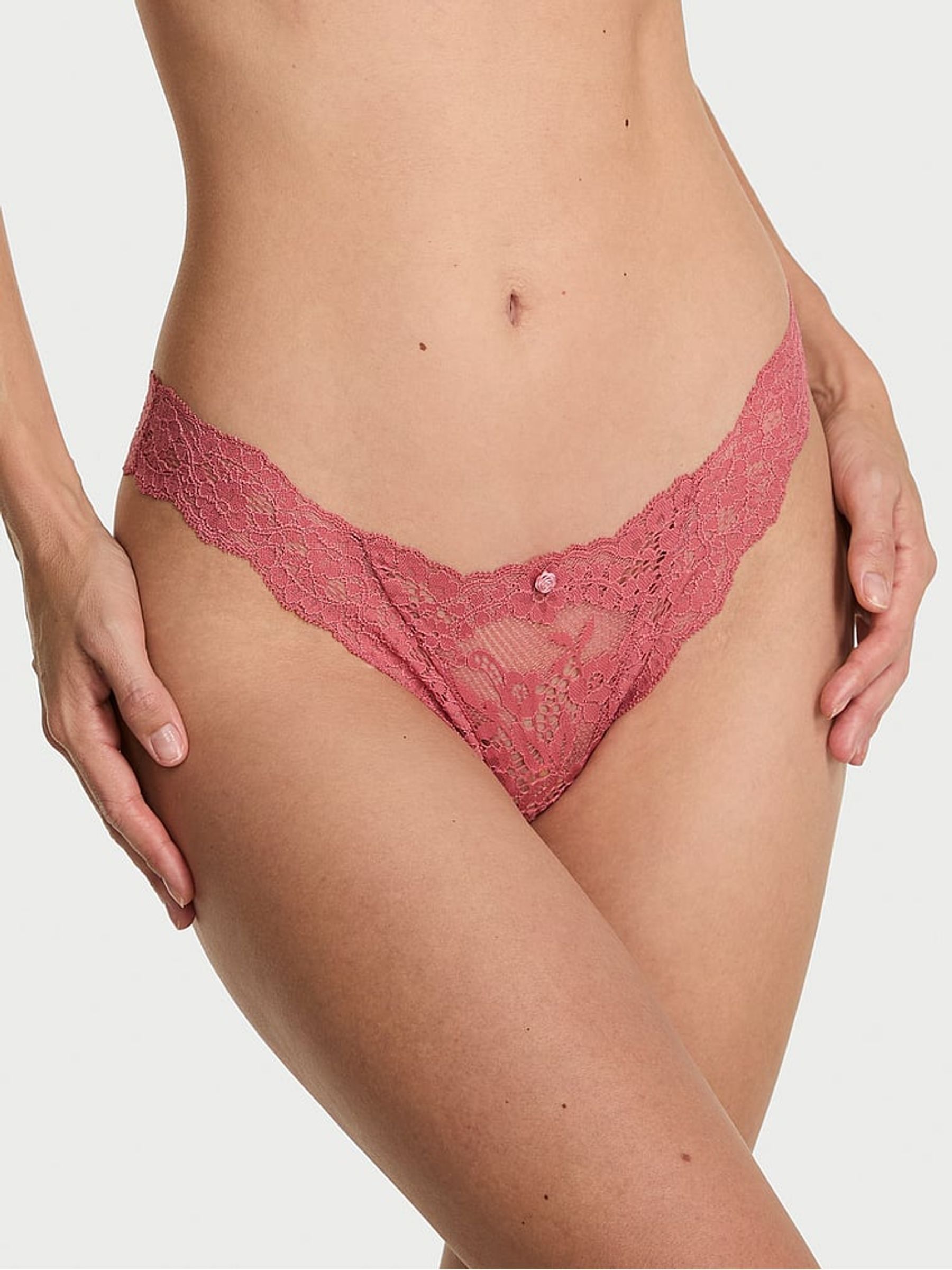 Seductive Rose Pink Brazilian Lace Knickers (W41187) | £14