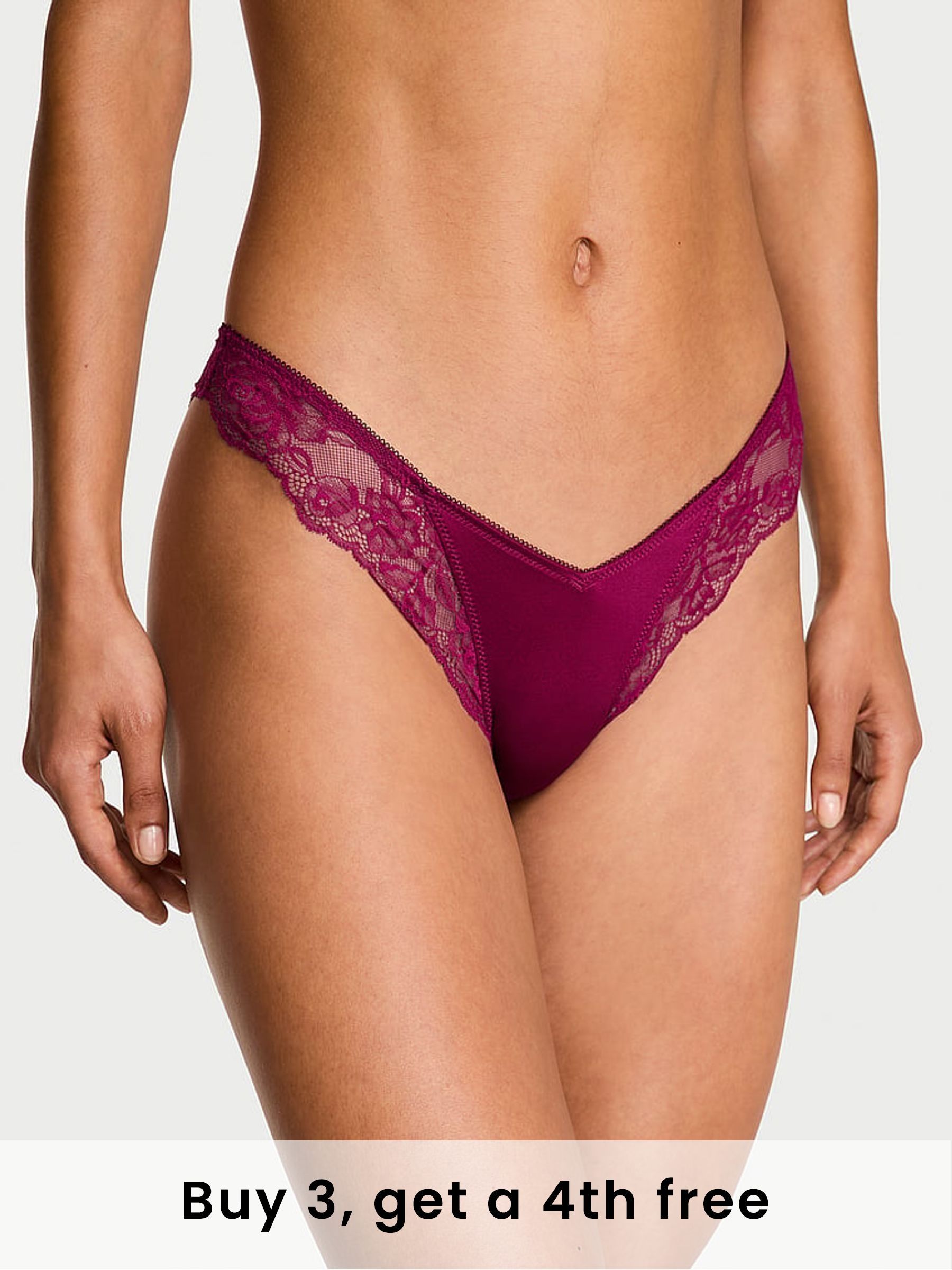Fresh Jam Purple Thong Rose Lace Trim Knickers (W41199) | £14