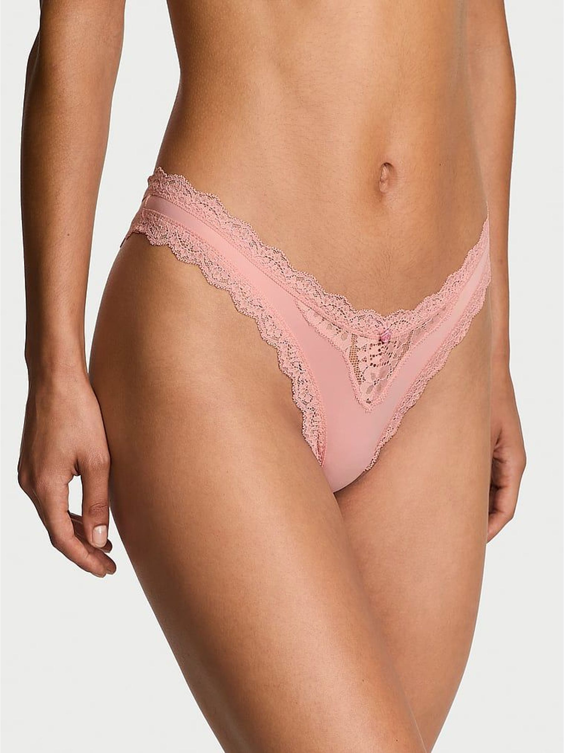 Royal Pink Lace Trim Brazilian Knickers (W41556) | £14