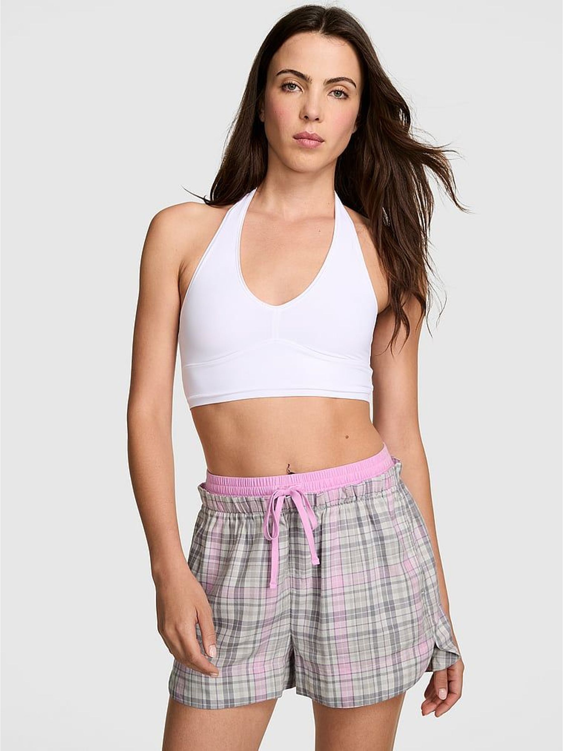 Silver Grey Plaid Boyfriend Pyjama Bottoms (W41568) | £29
