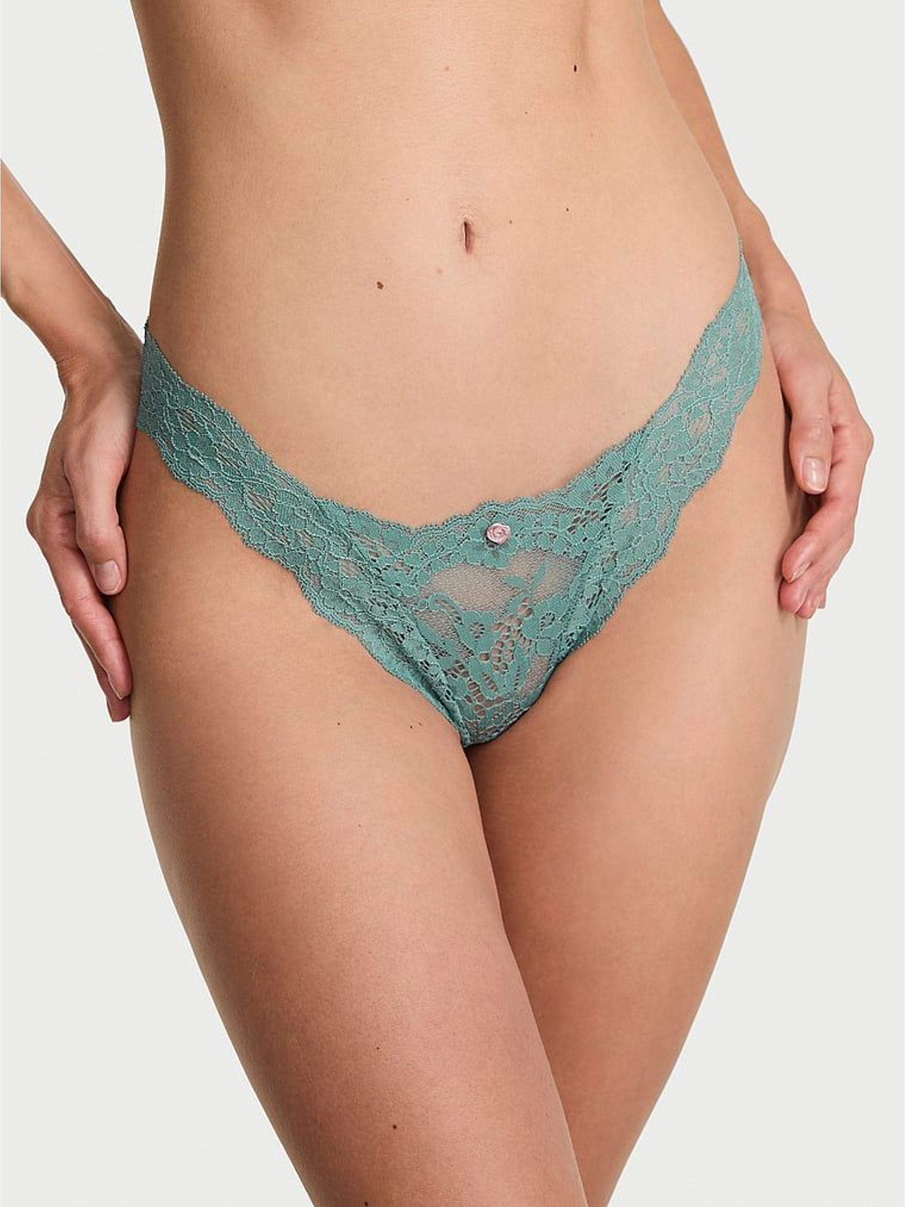 Arctic Green Brazilian Lace Knickers (W41573) | £14