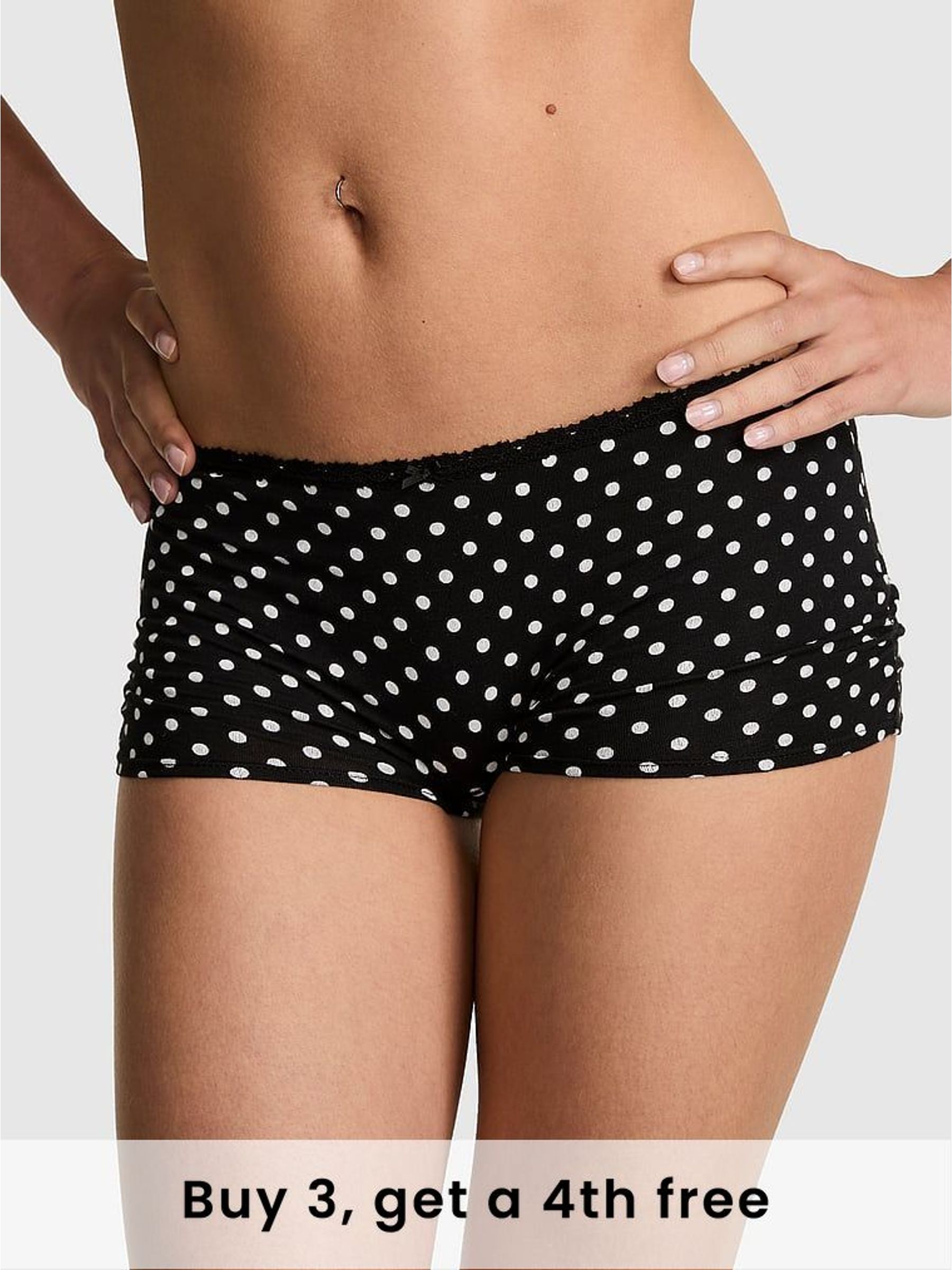 Black Dot Print Cotton Boyshort Knickers (W41586) | £9