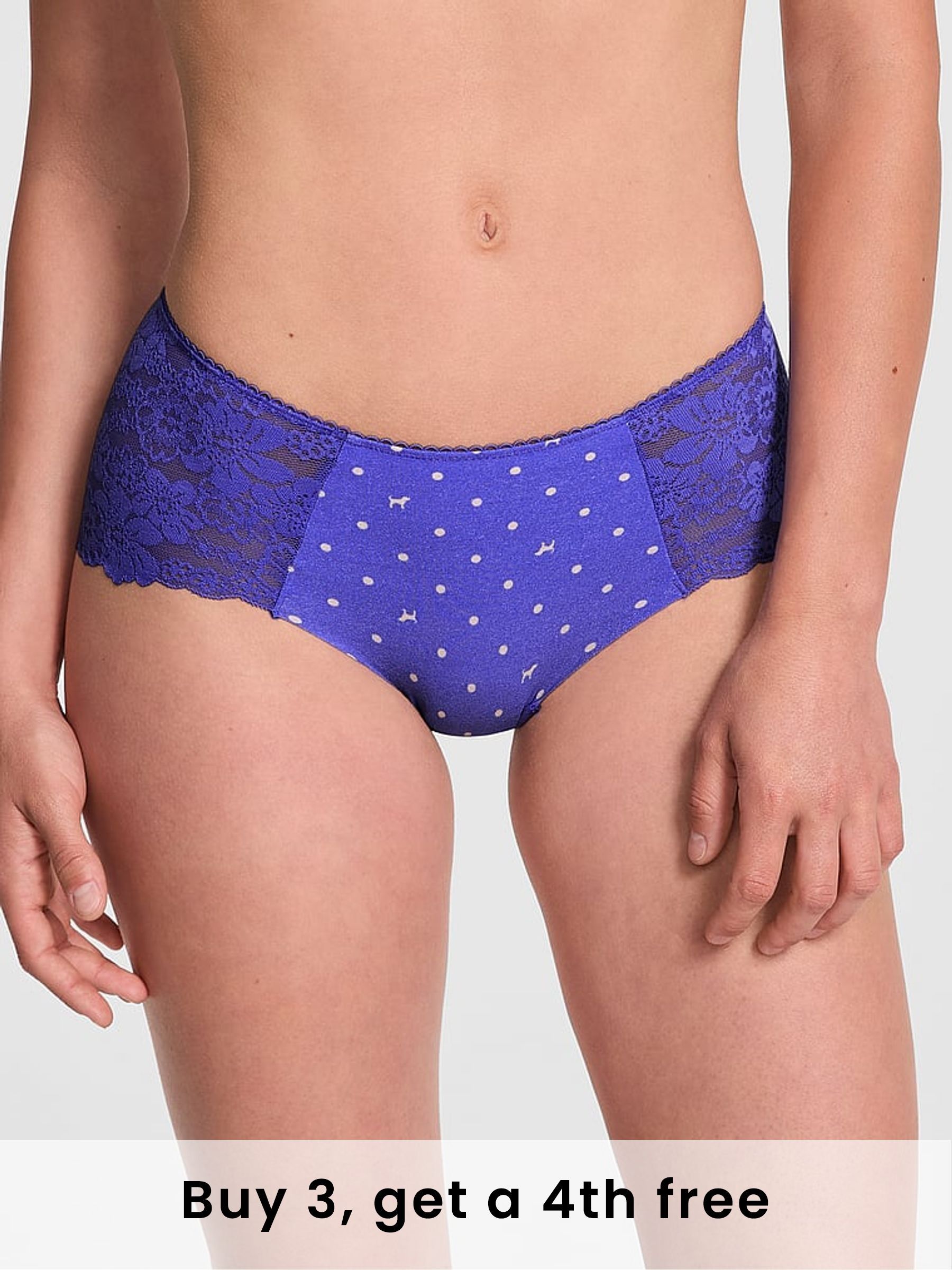 Ultra Marine Blue Hipster No Show Lace Trim Knickers (W43112) | £9