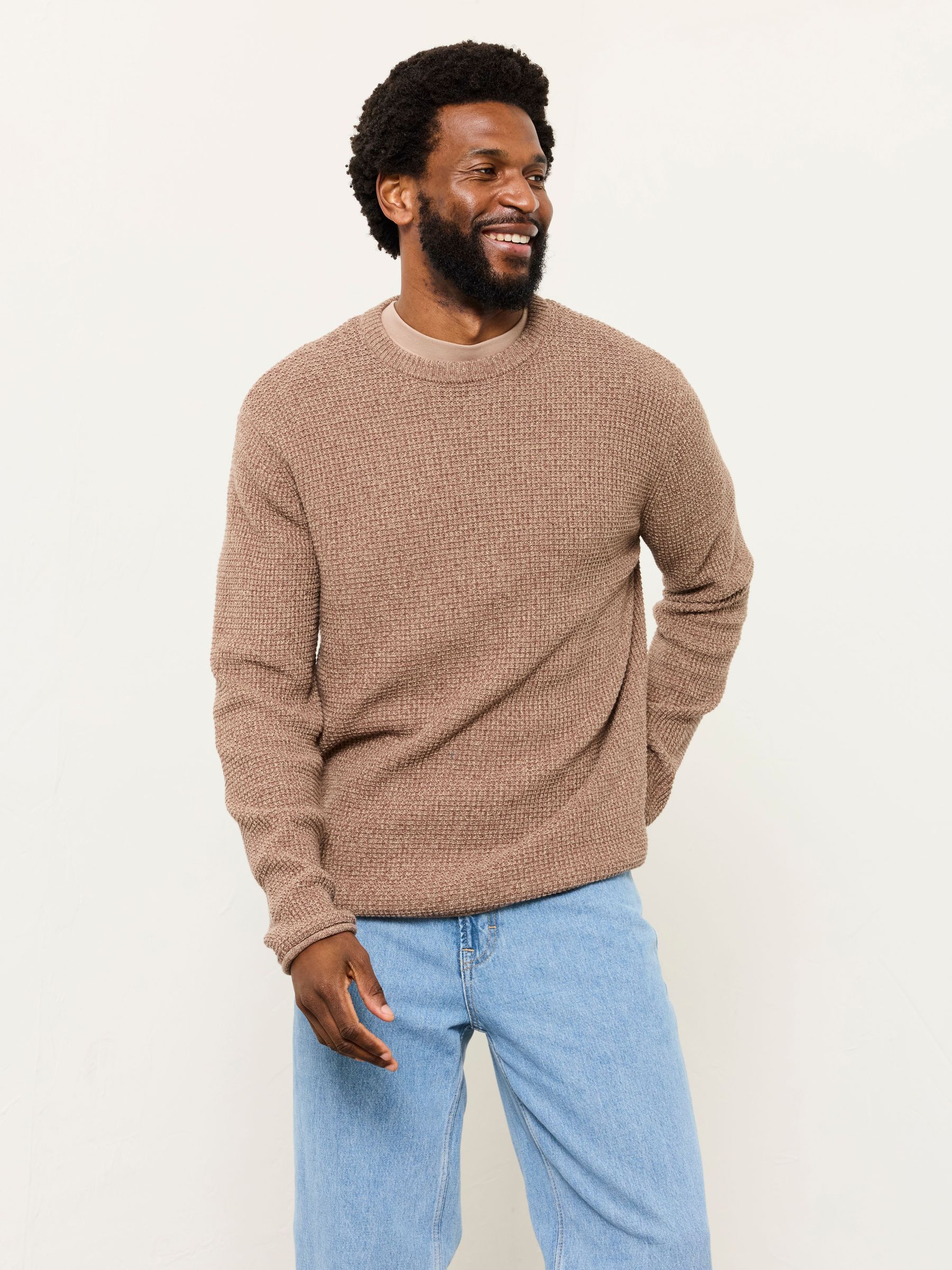 Penrith Brown Crew Neck Knitted Jumper (W43263) | £49.50