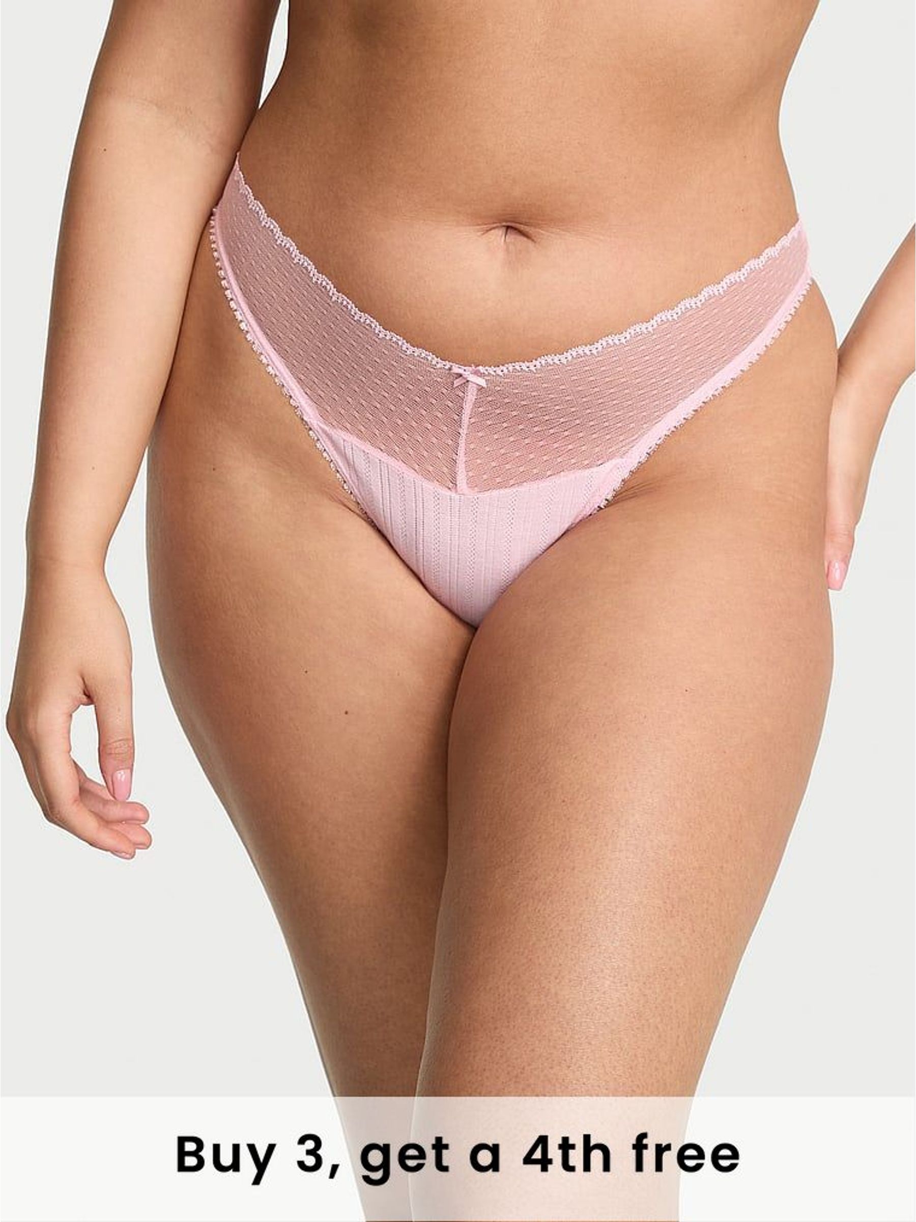 Pretty Blossom Pink Thong Pointelle Knickers (W45543) | £9