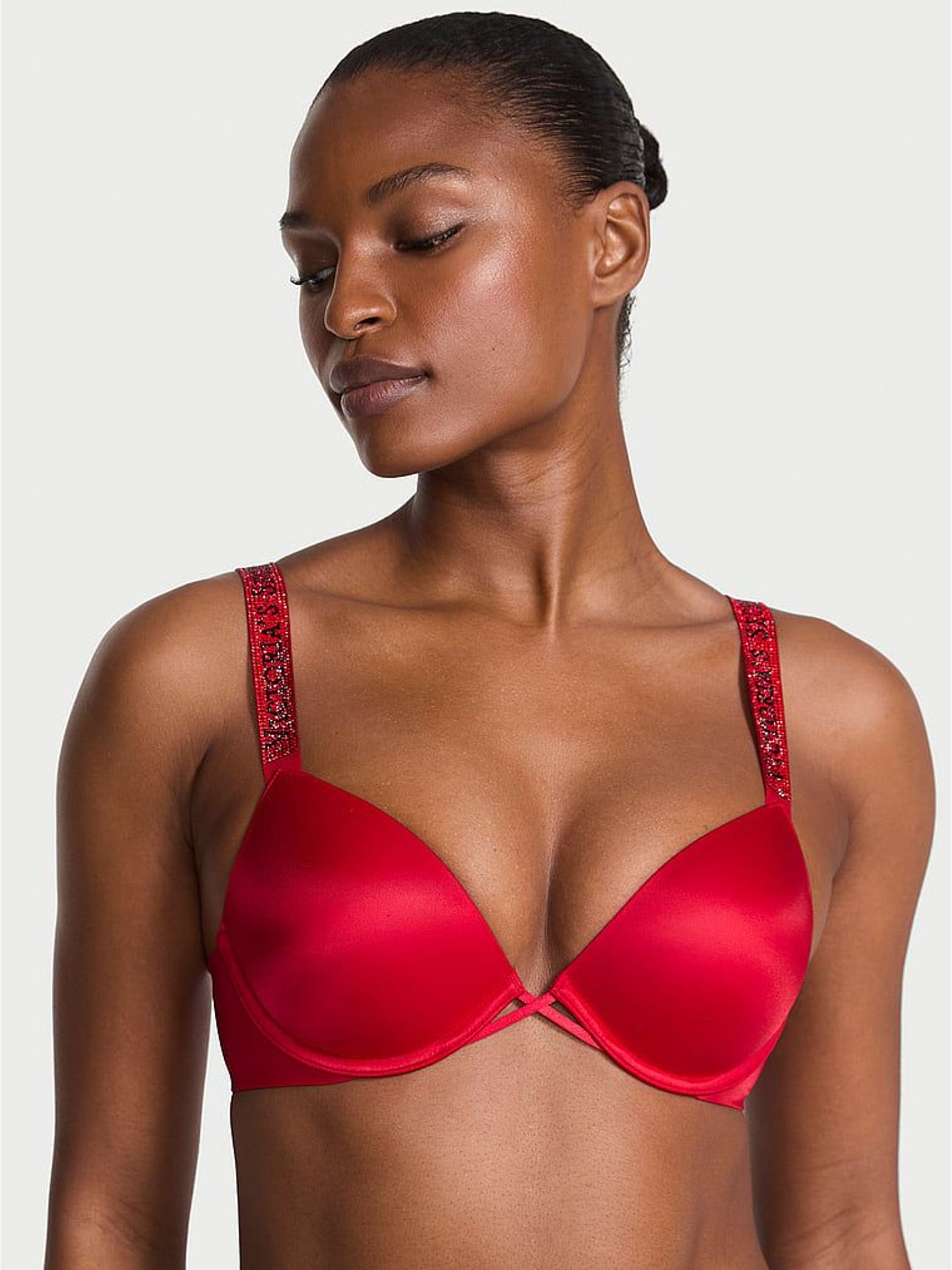 Lipstick Red Push Up Shine Strap Bra (W45556) | £59