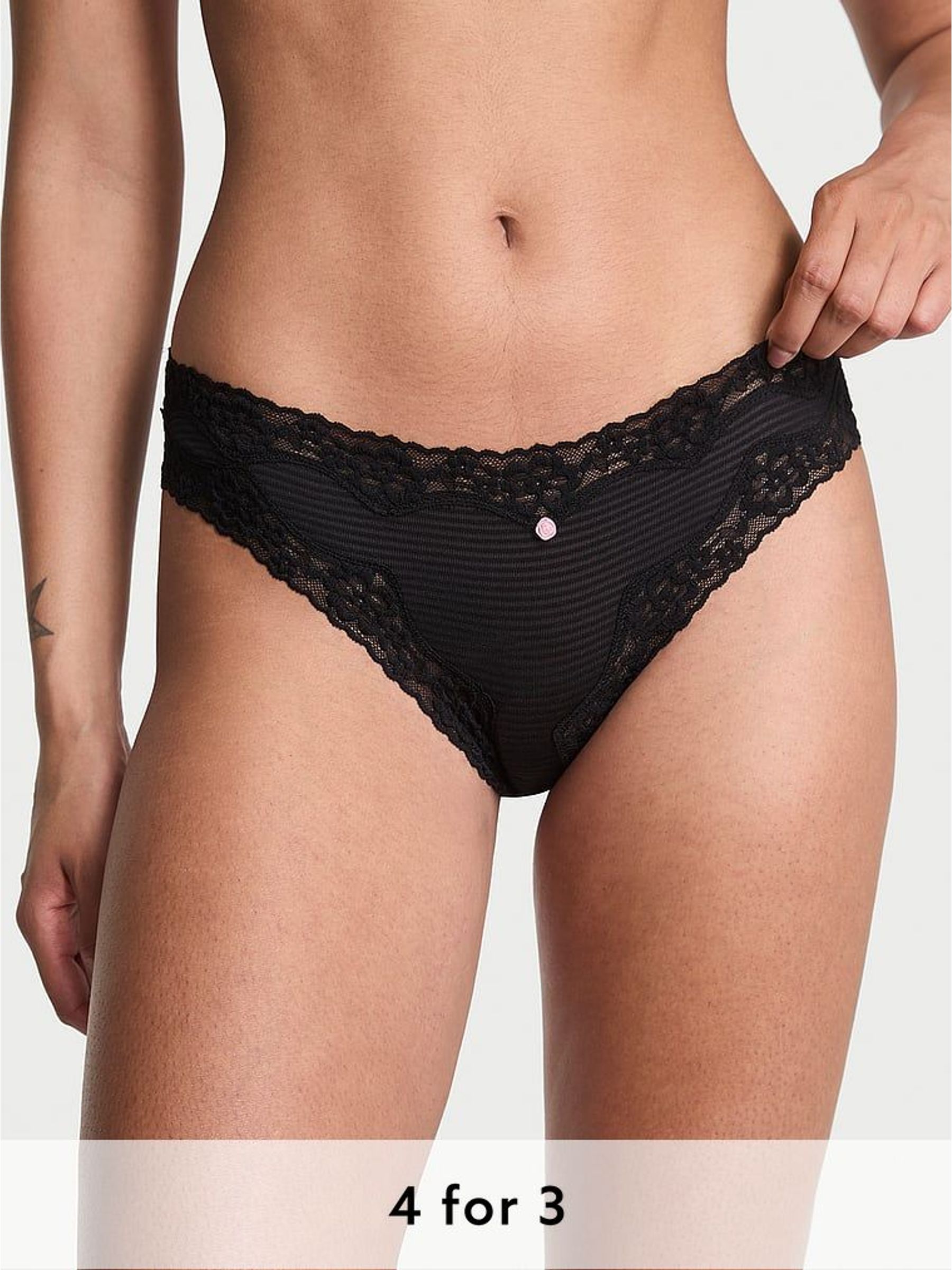 Black Bikini Lace Waist Knickers (W45557) | £9