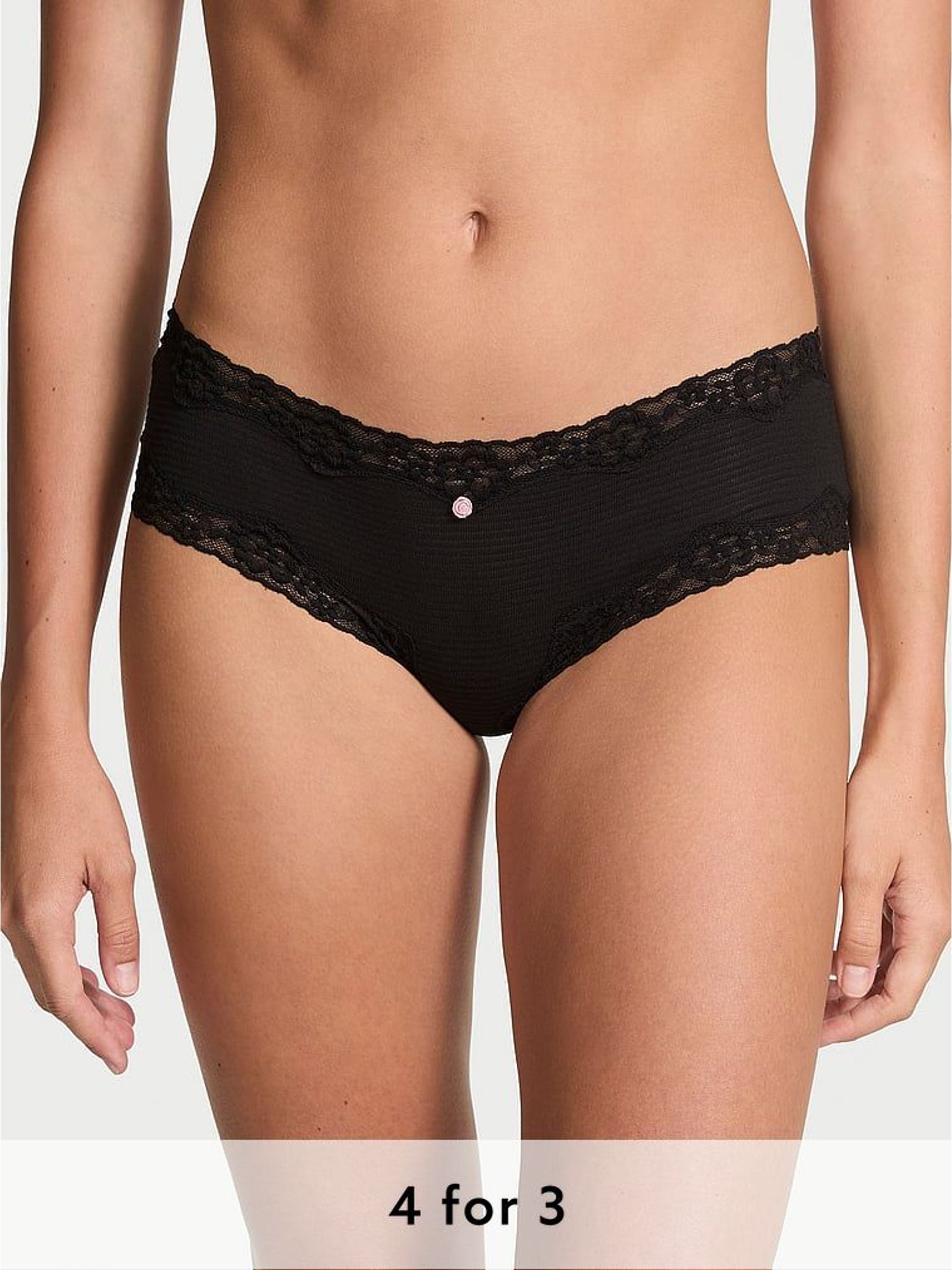 Black Cheeky Lace Waist Knickers (W45588) | £9