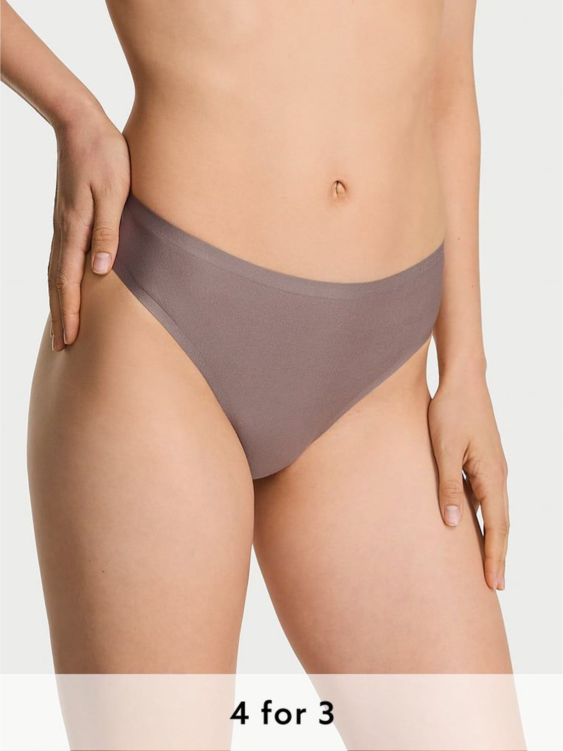 Cloudy Grey Thong Mid-Rise Knickers (W45609) | £16