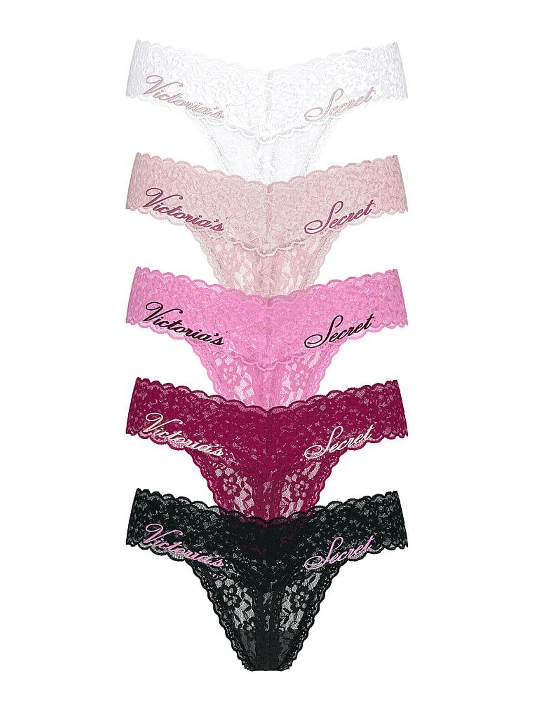 White/Pink/Black/Purple Thong 5 Pack Knickers (W45611) | £25