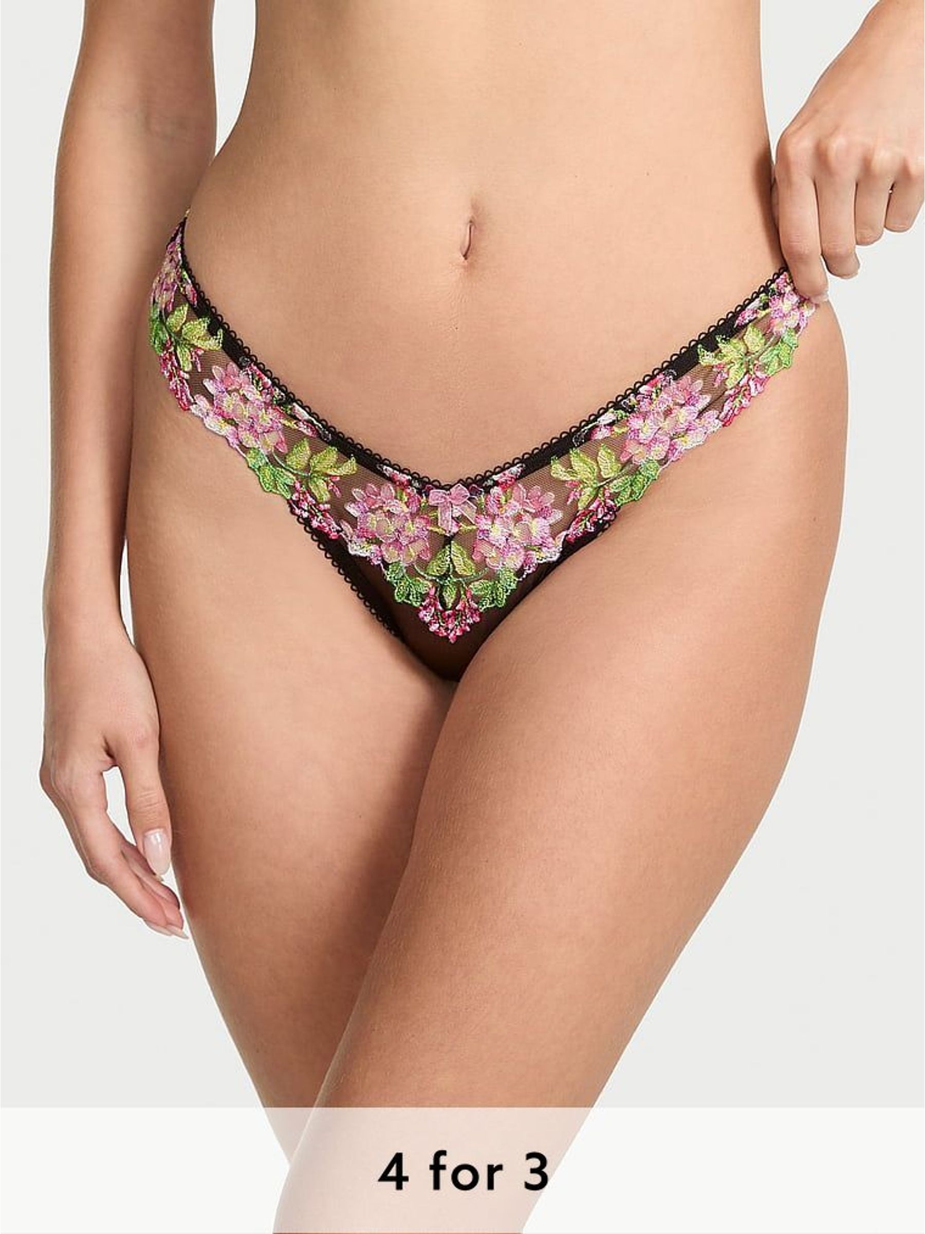 Black Brazilian Wisteria Embroidery Knickers (W45619) | £25