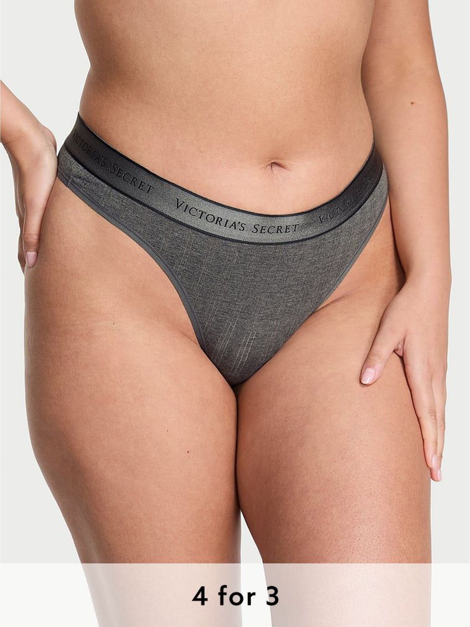 Anthracite Heather Grey Thong Modal Logo Knickers (W45626) | £9