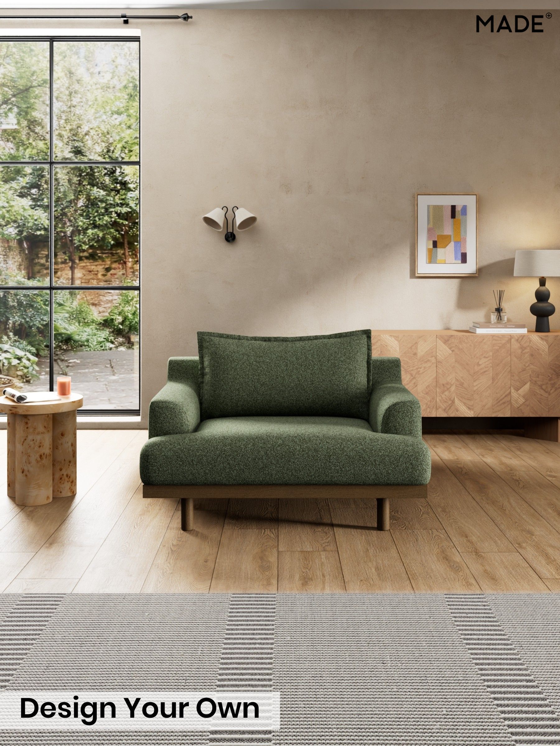 Soft Touch Boucle/Forest Green - Turin By Made
