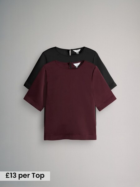2 Pack Satin Shortsleeve Tops (W46803) | £26