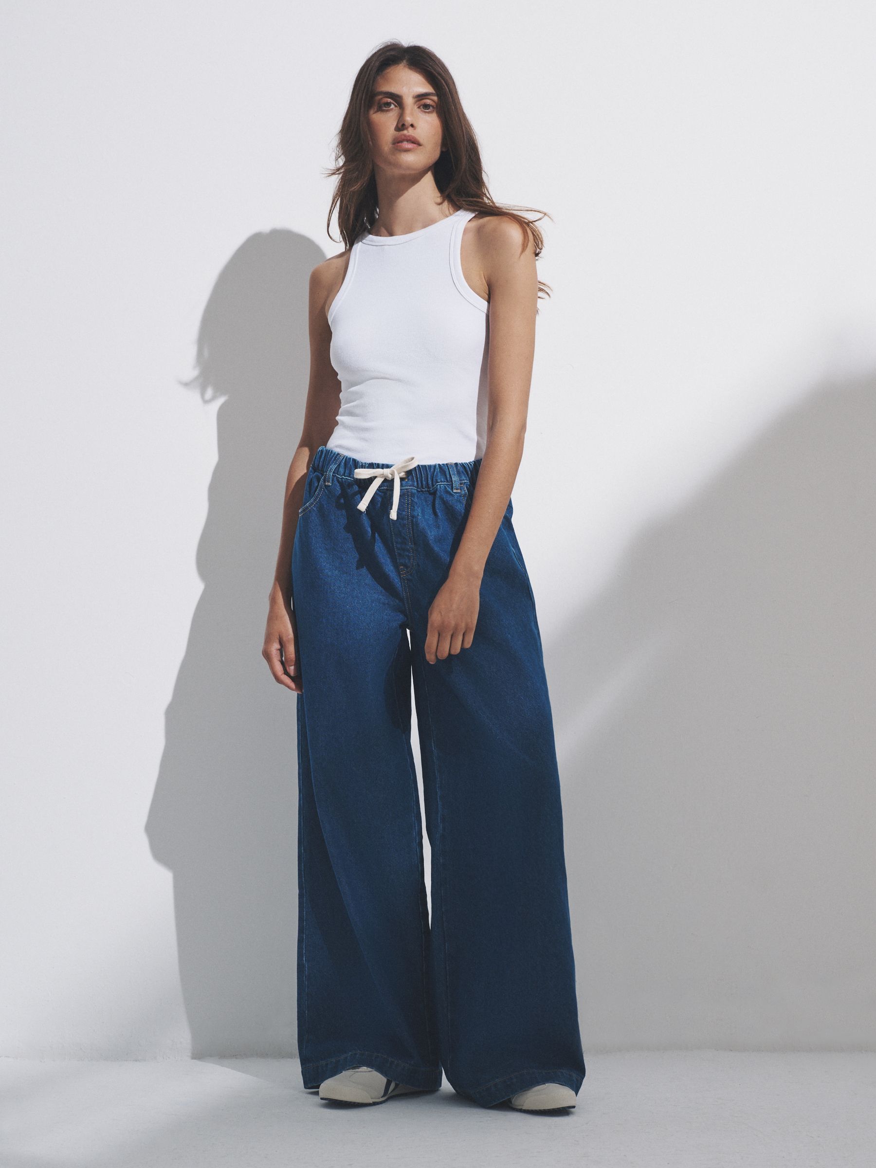 Black/Mid Blue - 2 Pack Pull On Wide Leg Jeans (W46810) | £38
