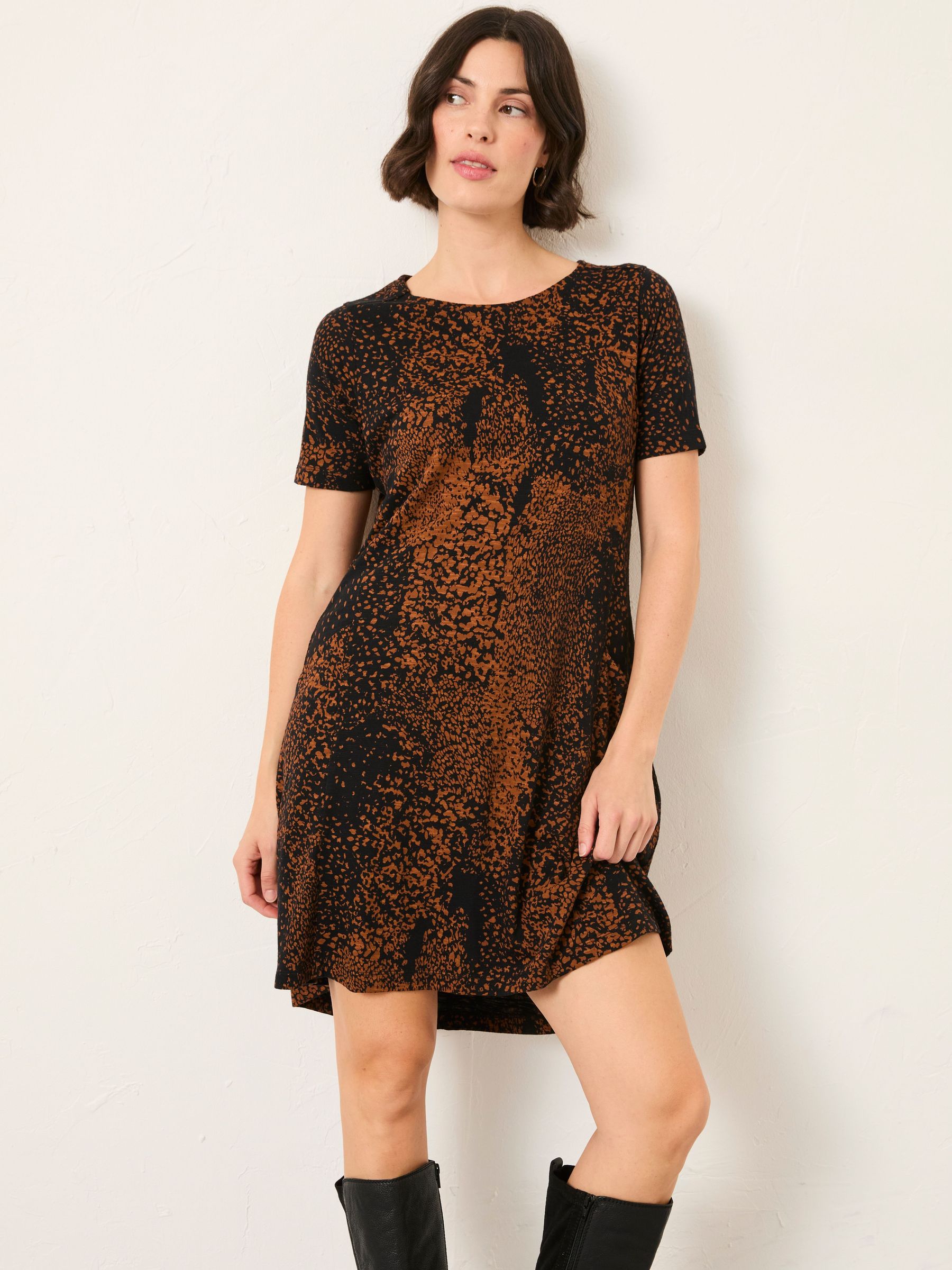 Simone Black Layered Animal Petite Jersey Dress (W48896) | £49.50