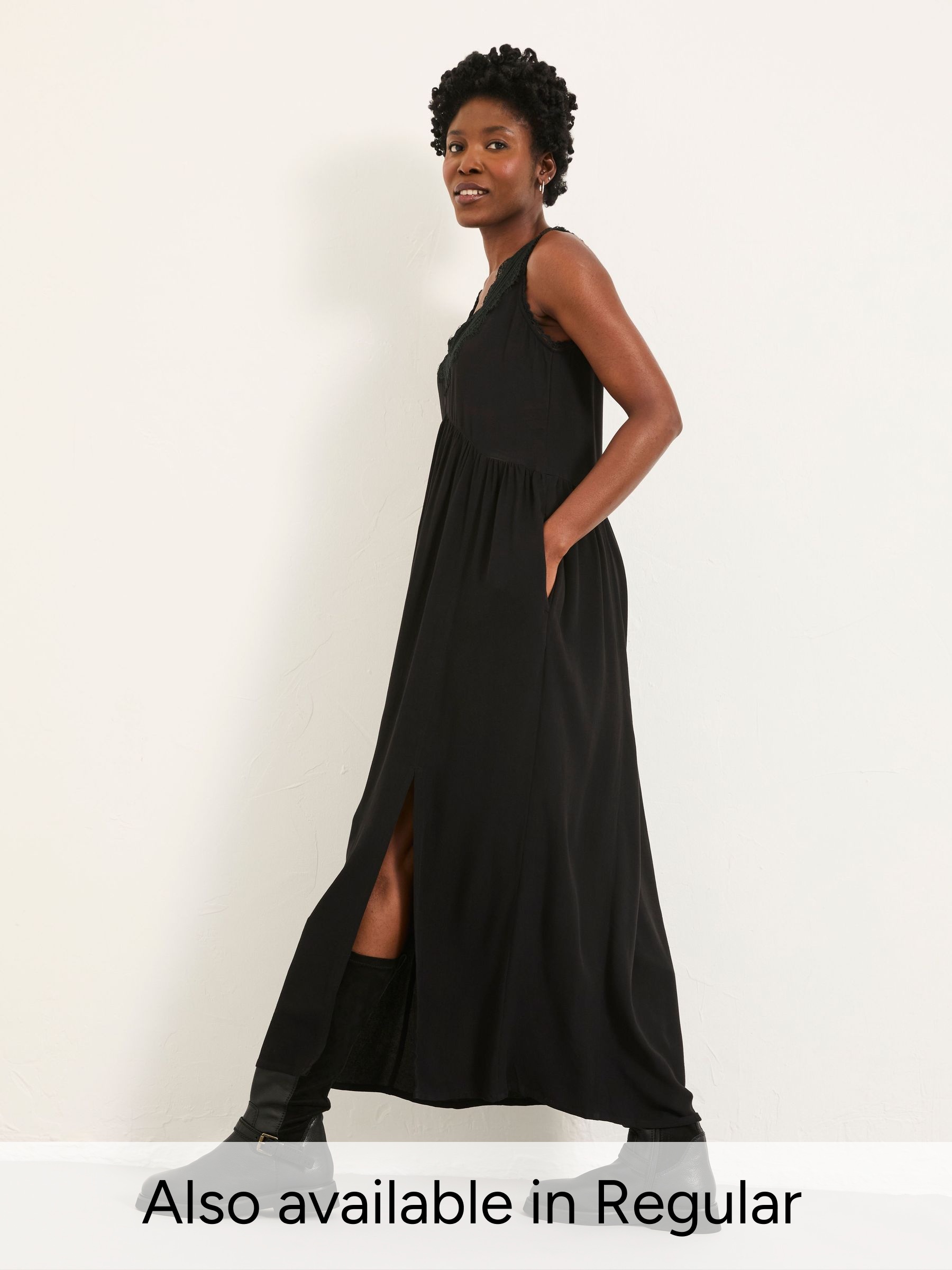 Aileen Black Petite Slip Midi Dress (W48904) | £65