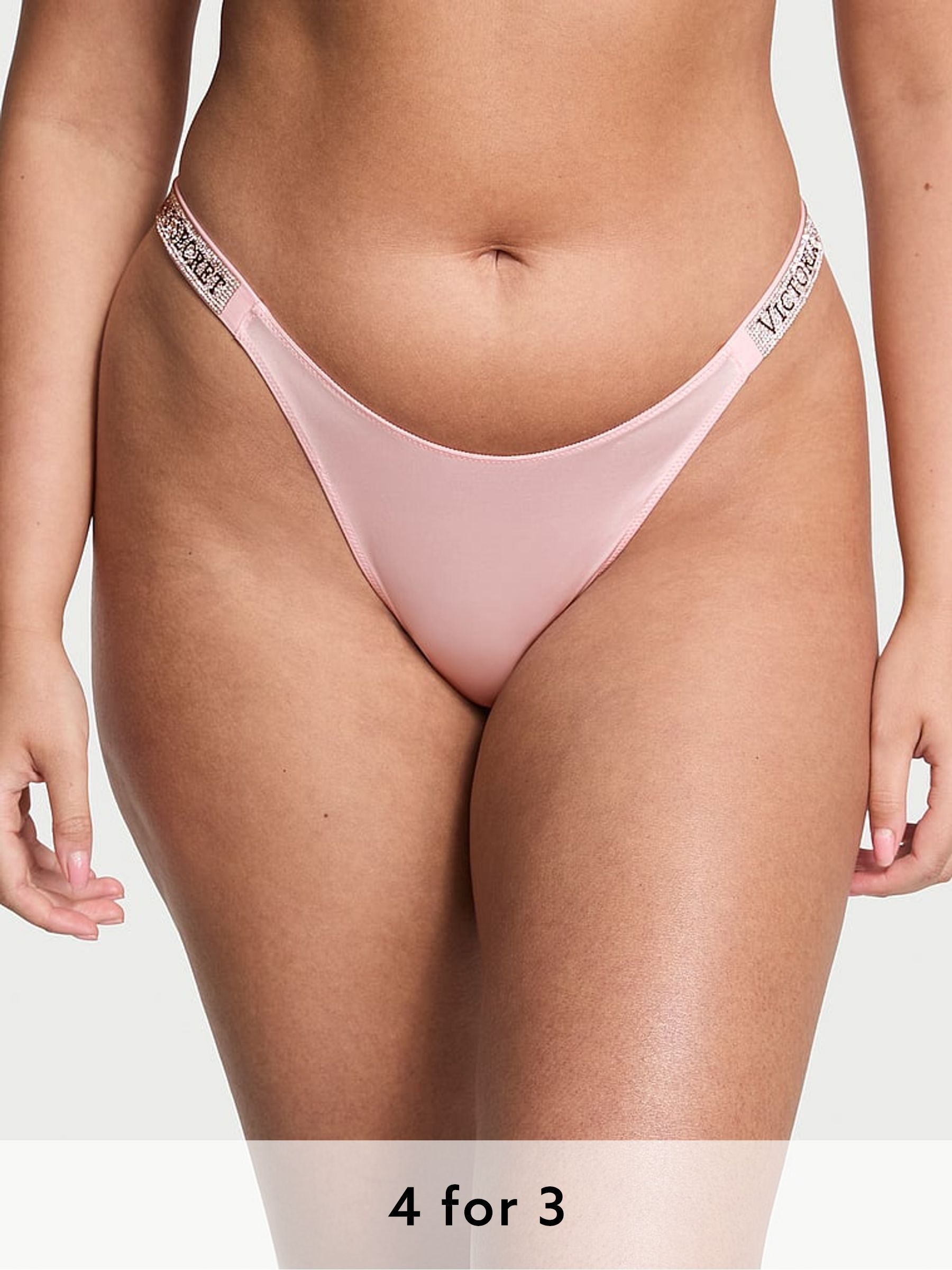 Angel Pink Brazilian Shine Strap Knickers (W49051) | £20