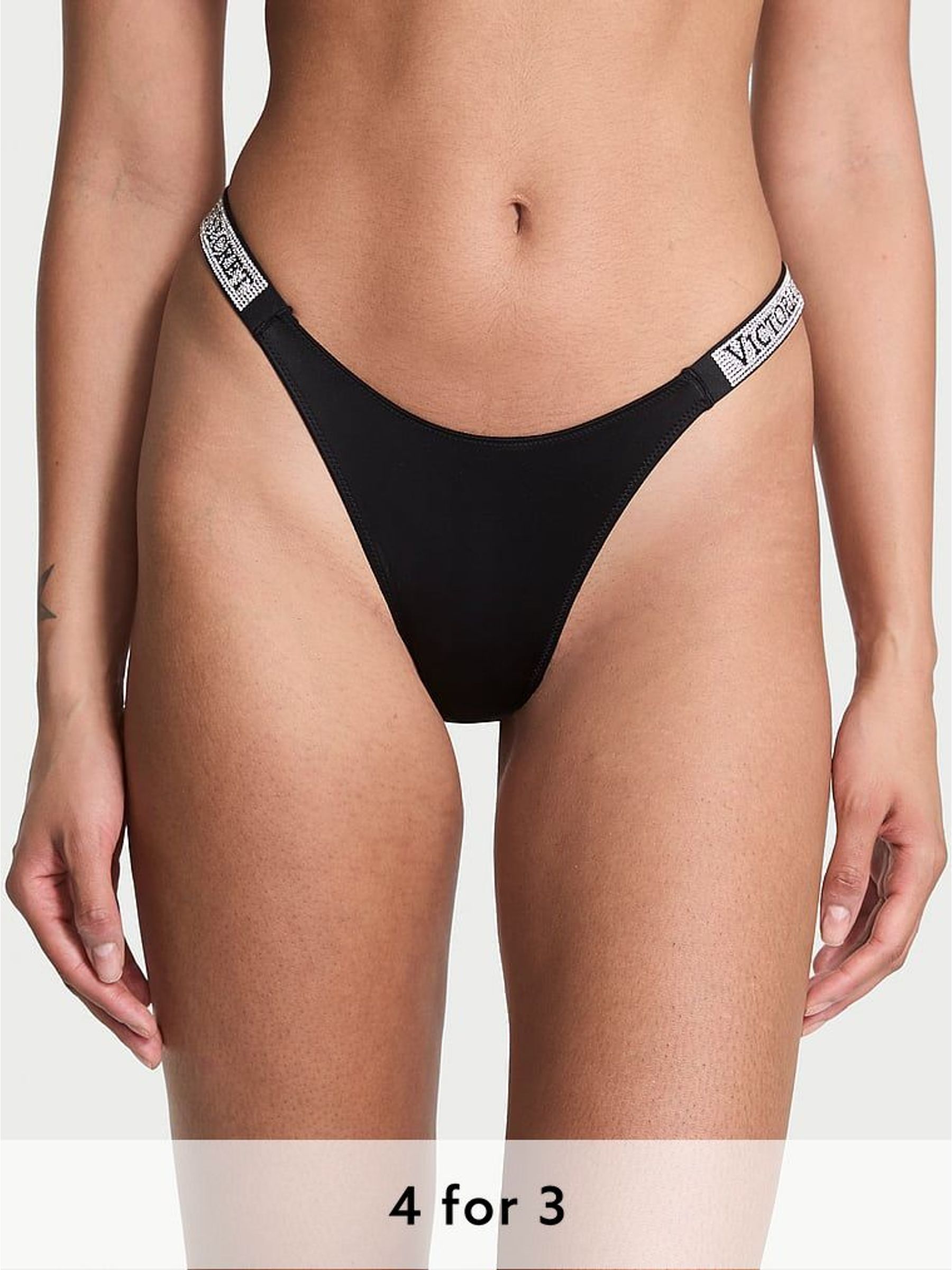 Black Brazilian Shine Strap Knickers (W49056) | £20