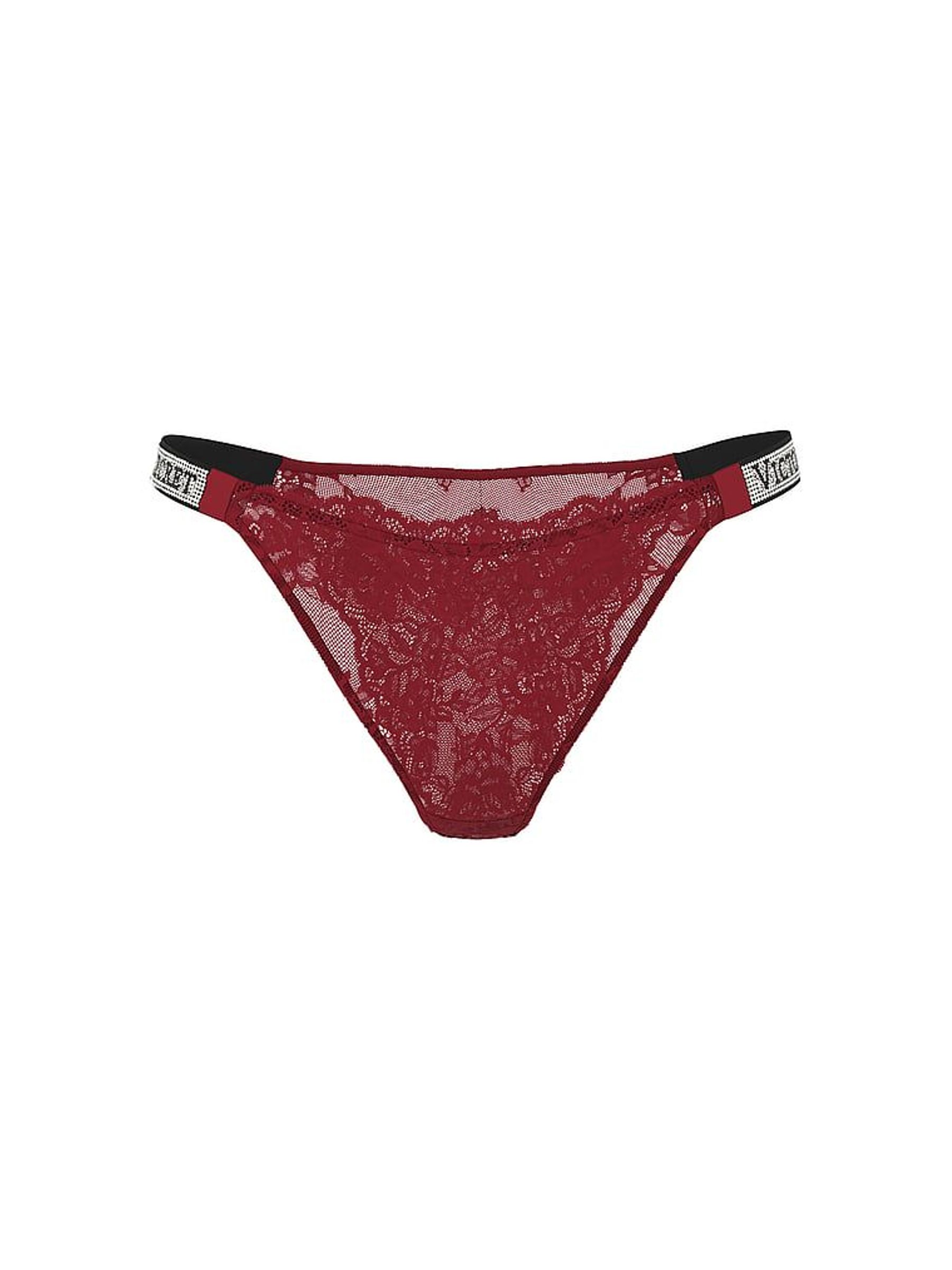 Sangria Red Brazilian Shine Strap Lace Knickers (W49058) | £20
