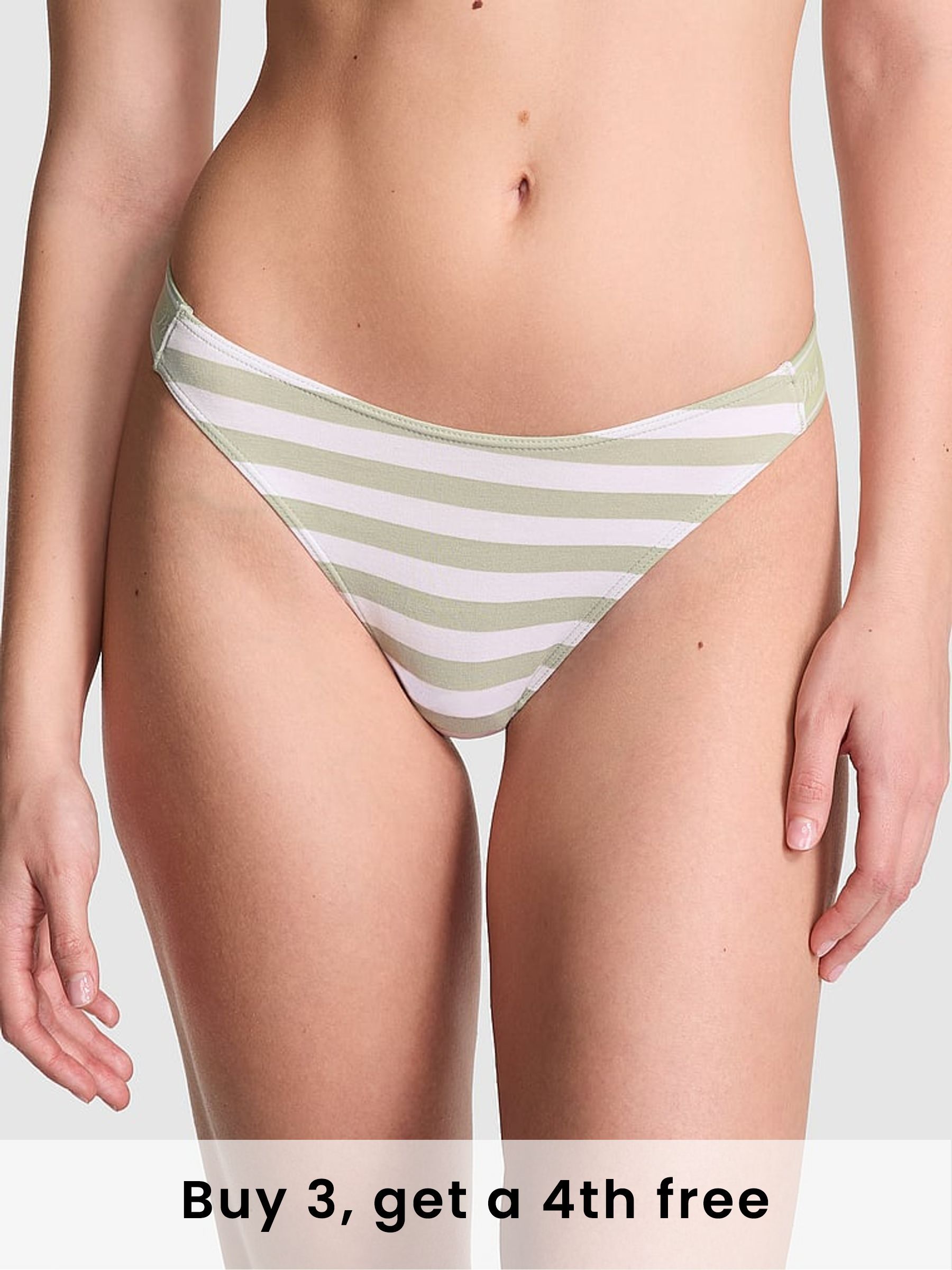 Green Garden Thong Cotton Logo Knickers (W49838) | £9
