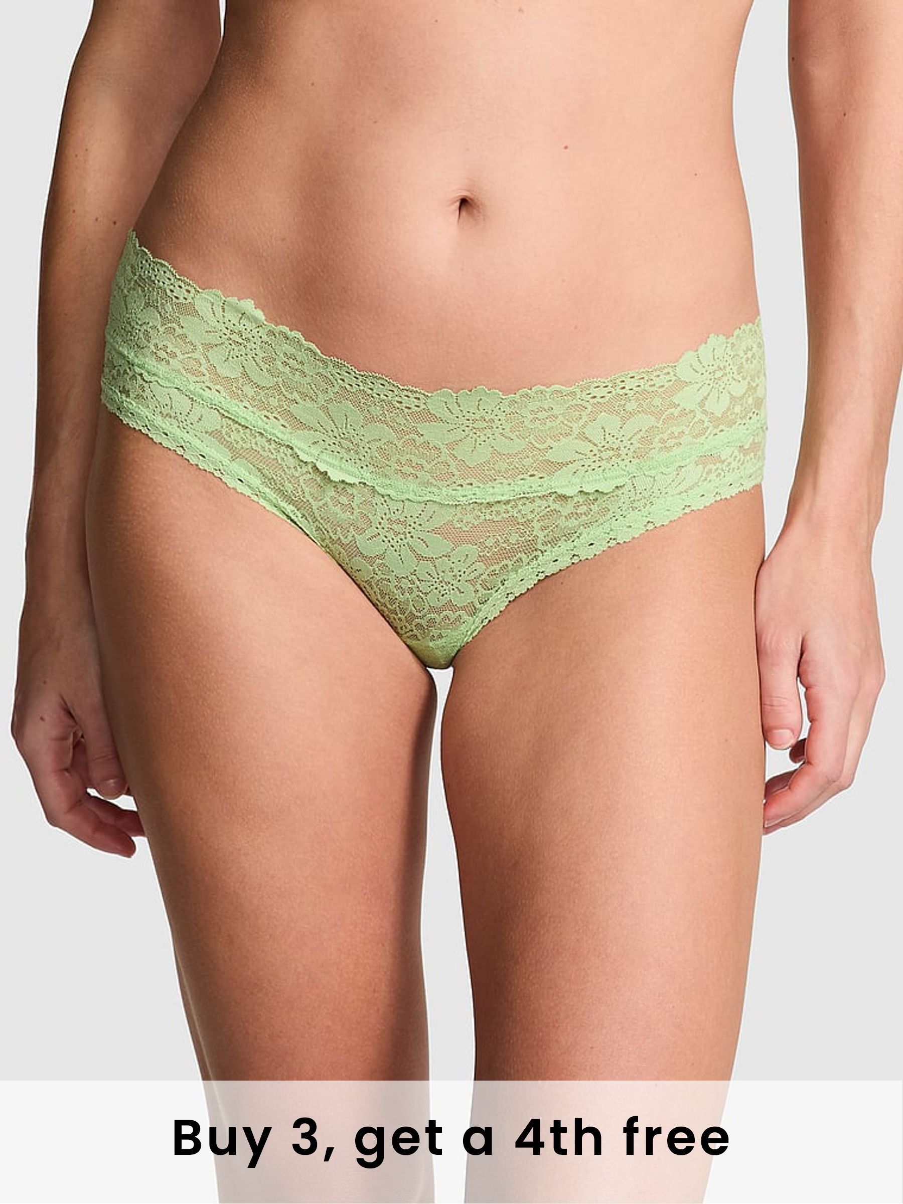 Pale Petal Green Hipster Floral Lace Knickers (W49860) | £9