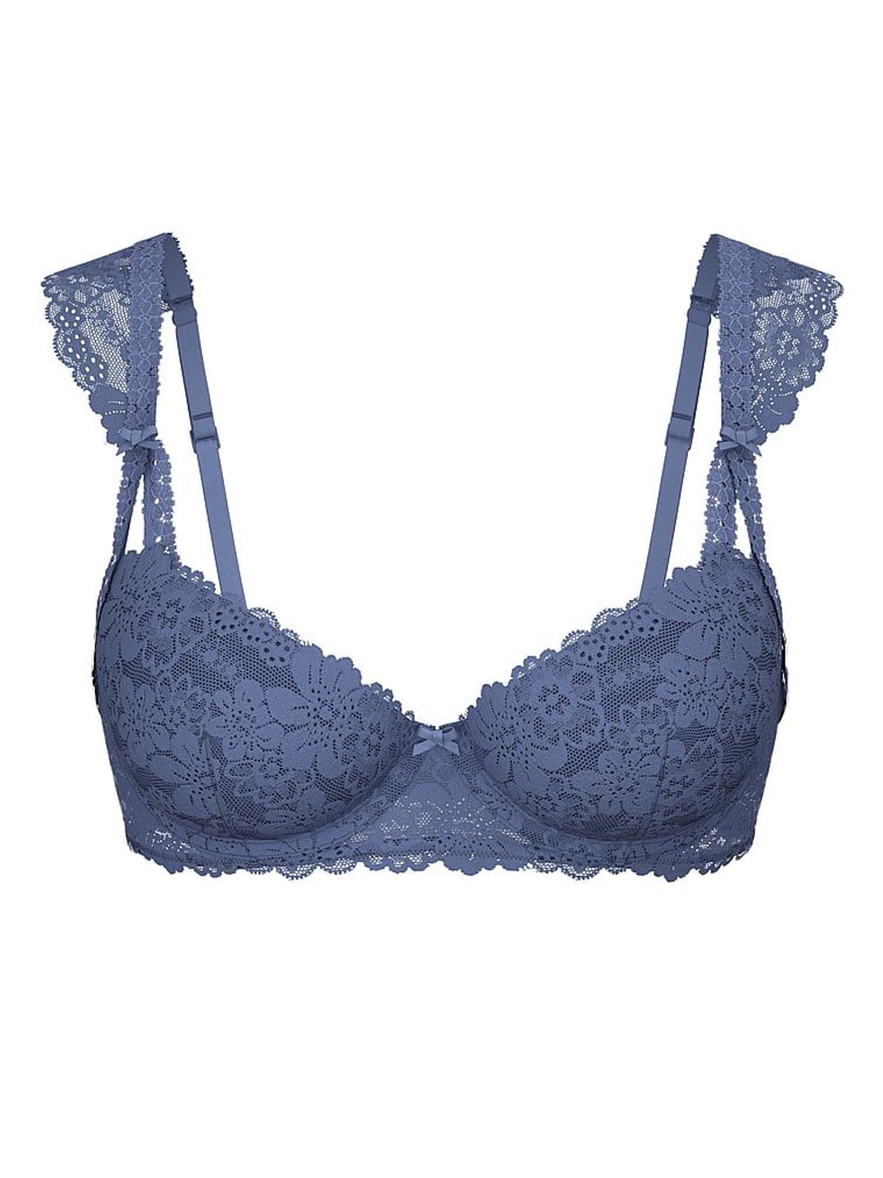 Dusty Iris Blue Lightly Lined Lace Bralette (W49874) | £35