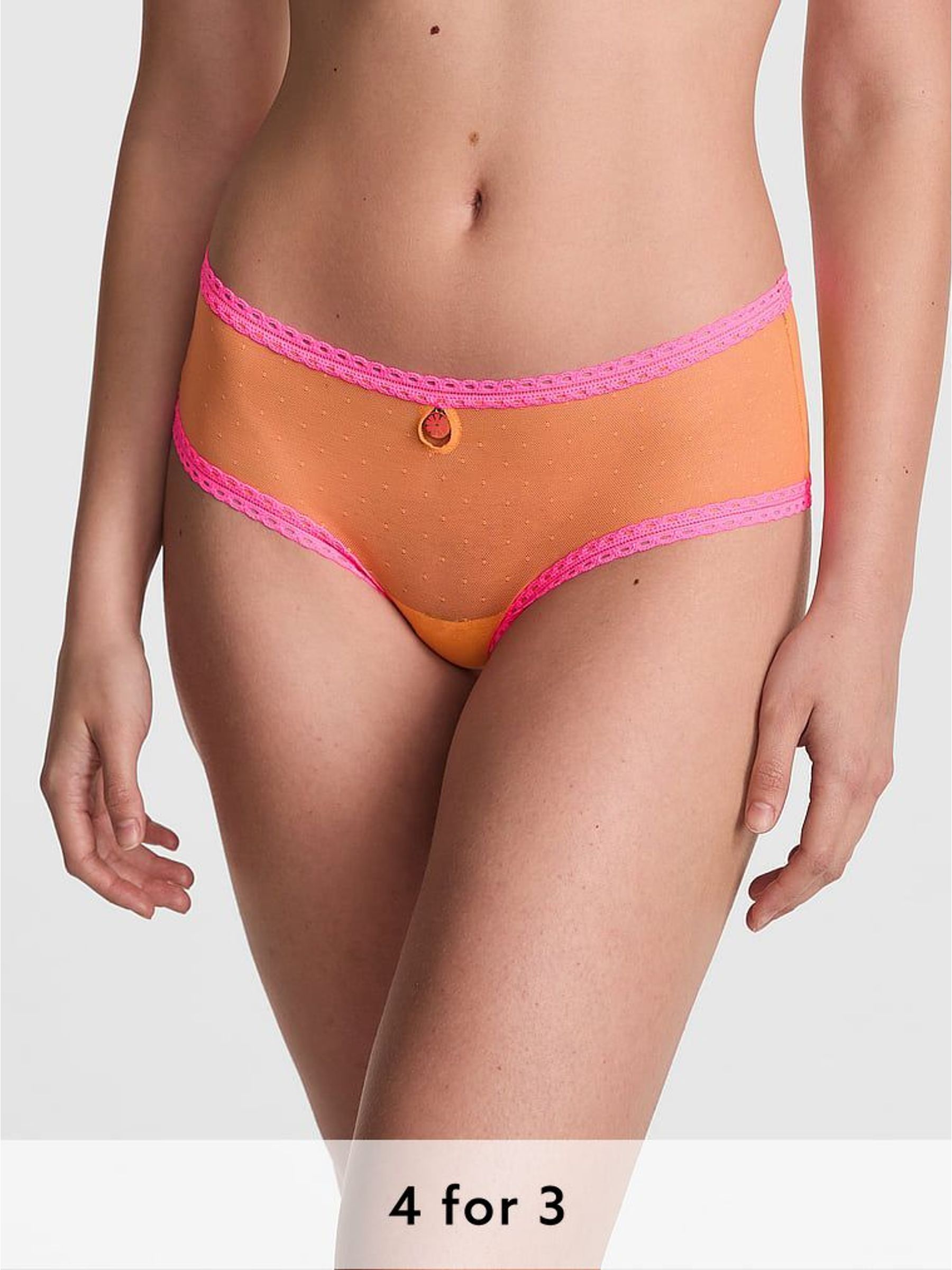 Vitamin C Orange/Radiant Rose Pink Cheeky Lace Fruit Salad Knickers (W49882) | £9