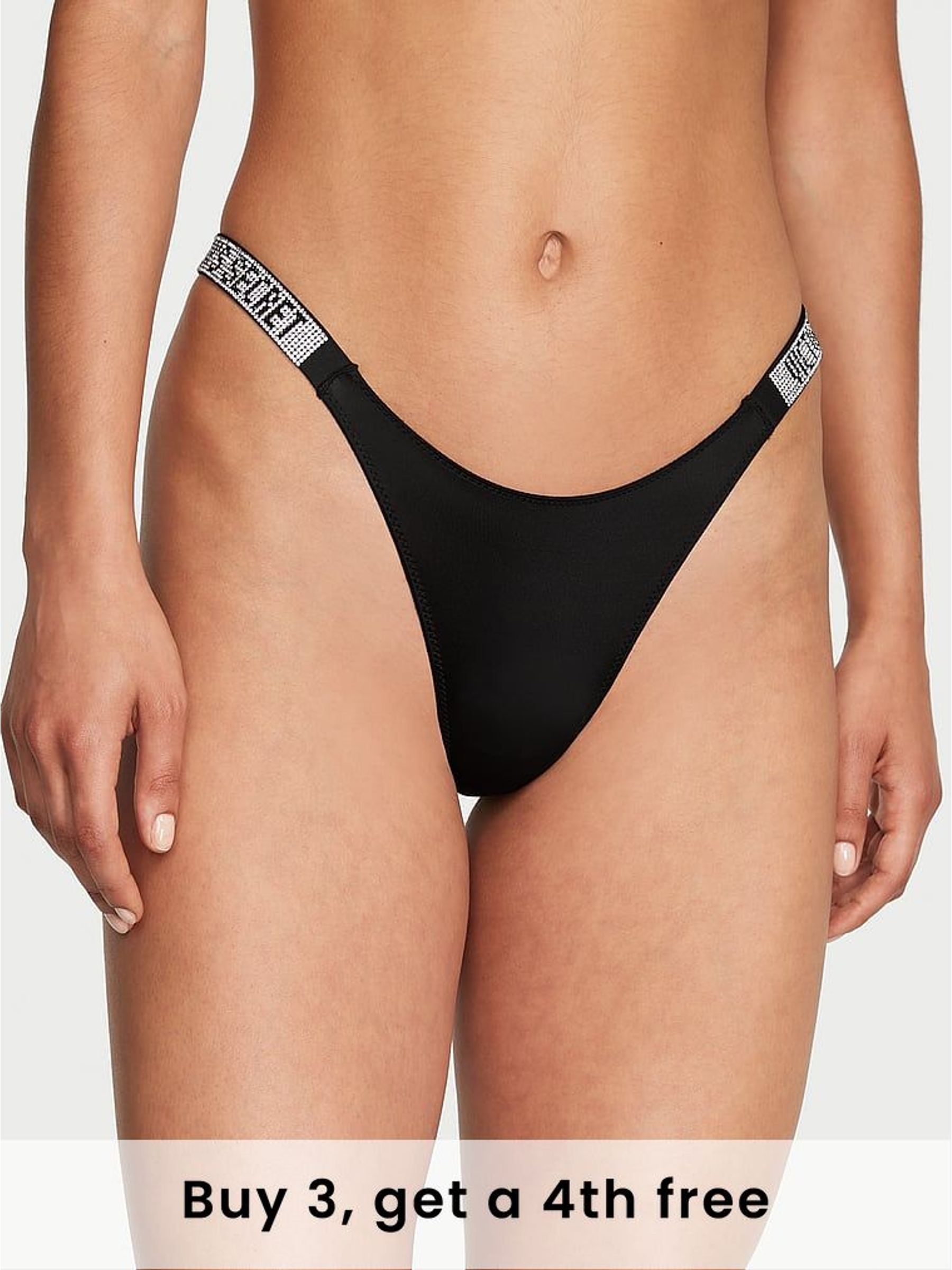 Black Brazilian Shine Strap Knickers (W49935) | £20