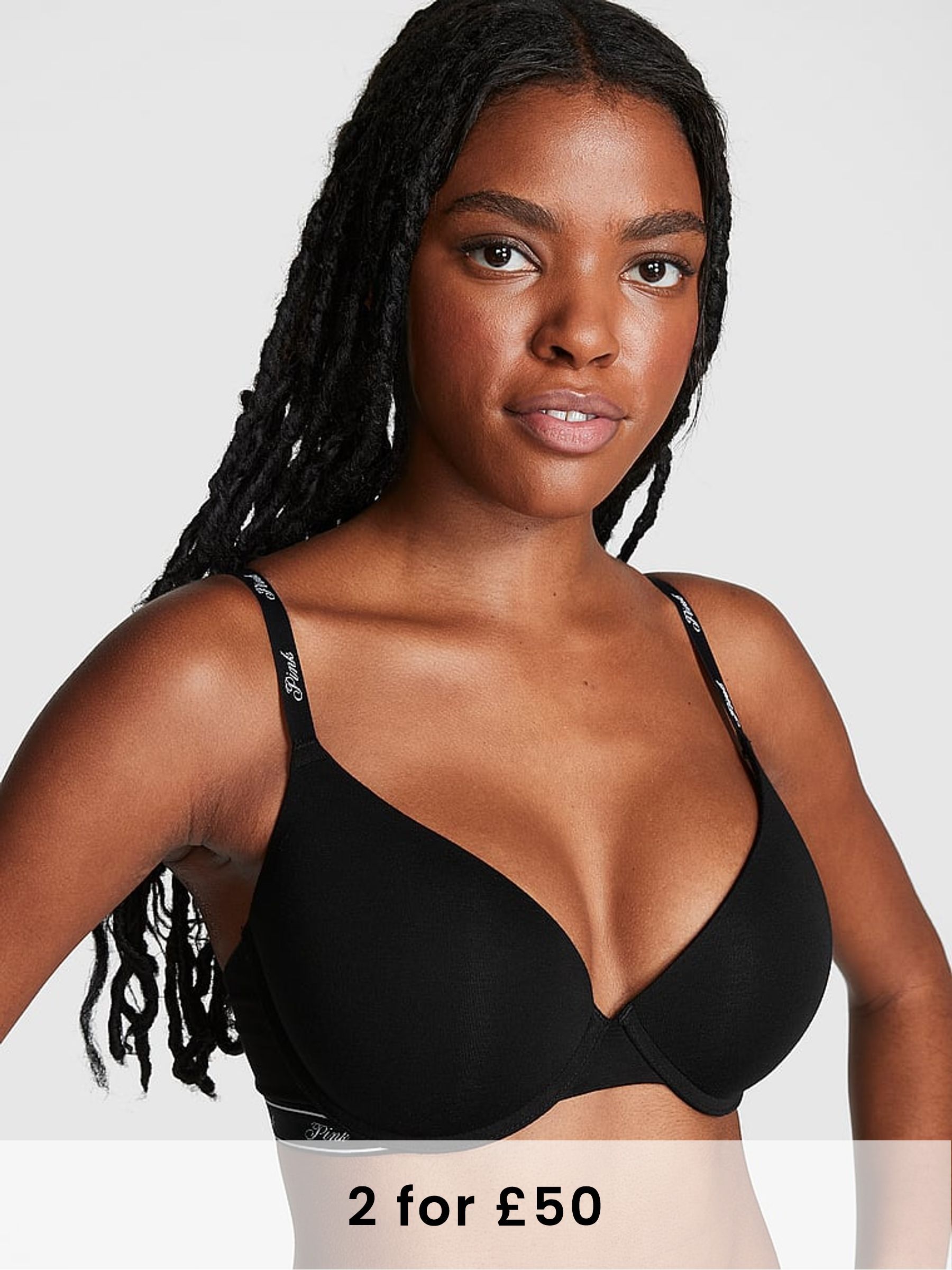 Pure Black Push Up Cotton Blend Logo Bra (W49945) | £29