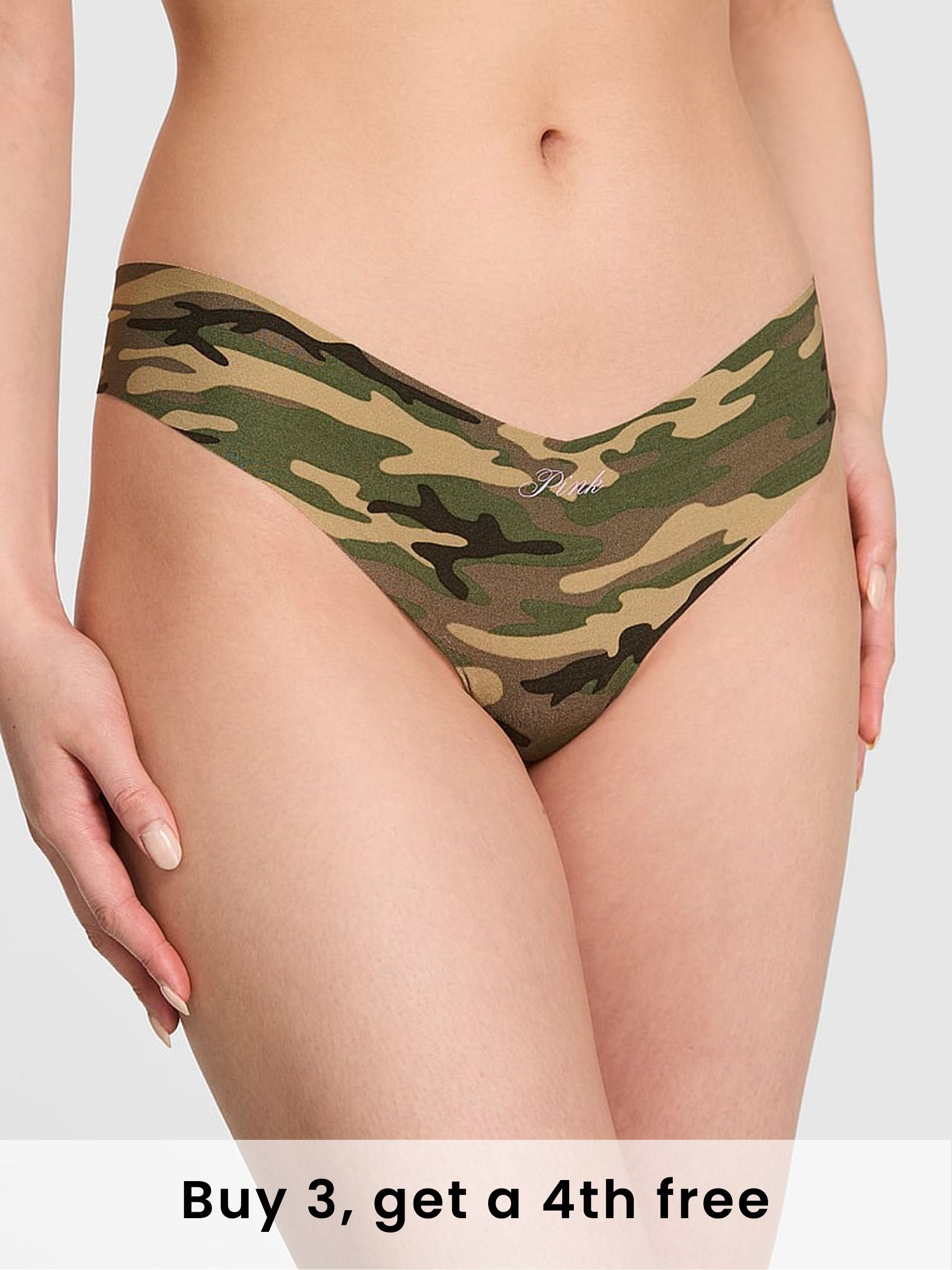 Camo Green Thong No Show Knickers (W50044) | £9