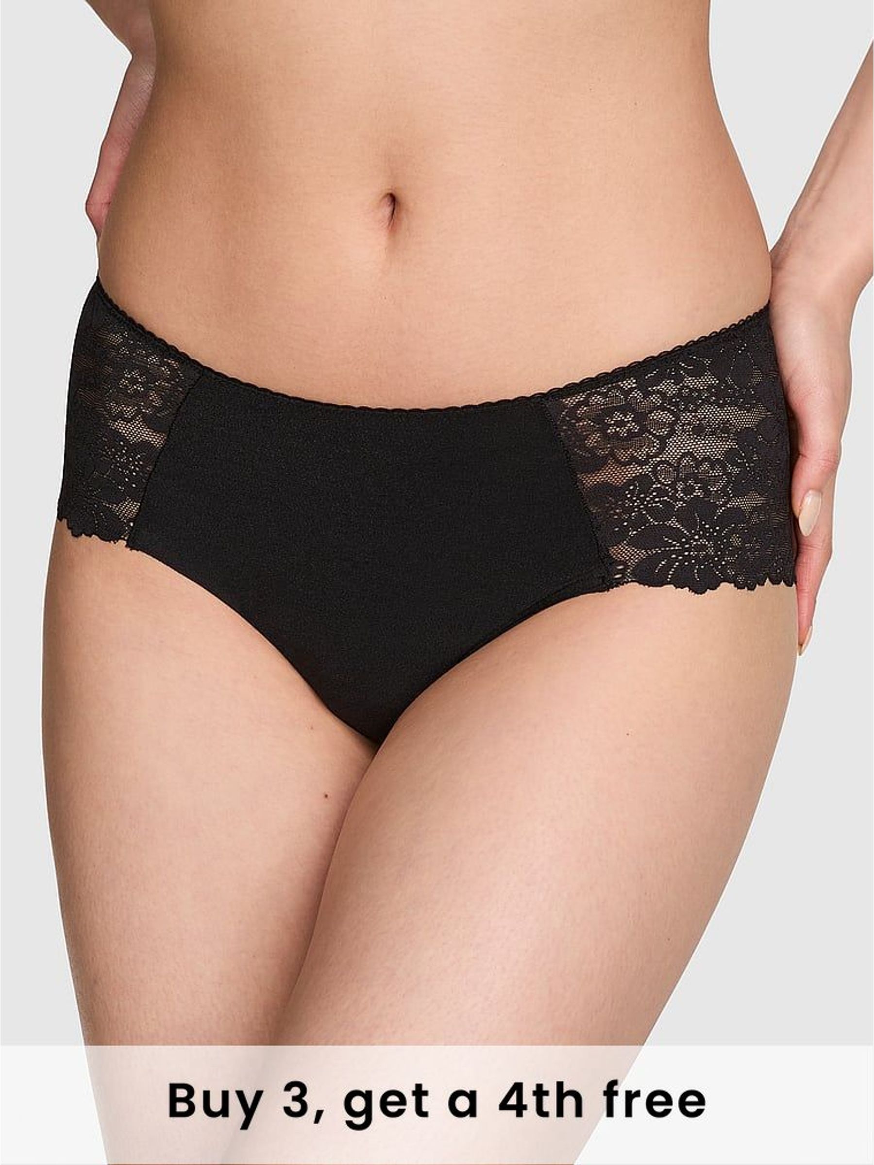 Black Cheeky No Show Lace Trim Knickers (W50046) | £9