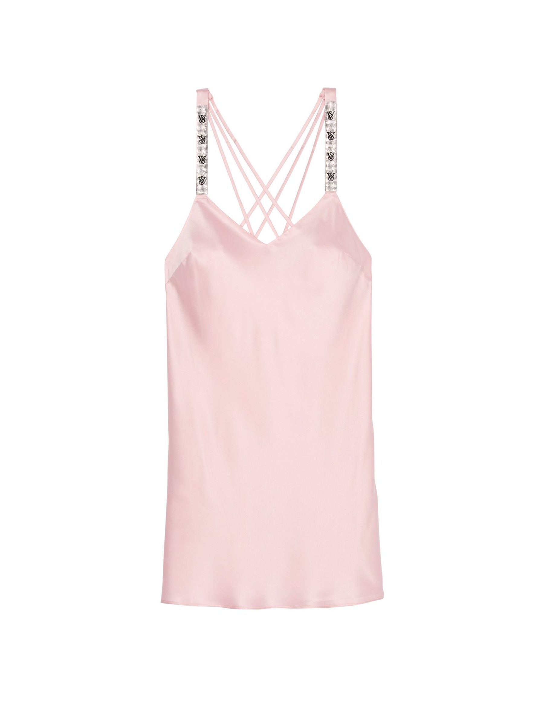 Pretty Blossom Pink Shine Satin Strappy Back Slip (W50065) | £75