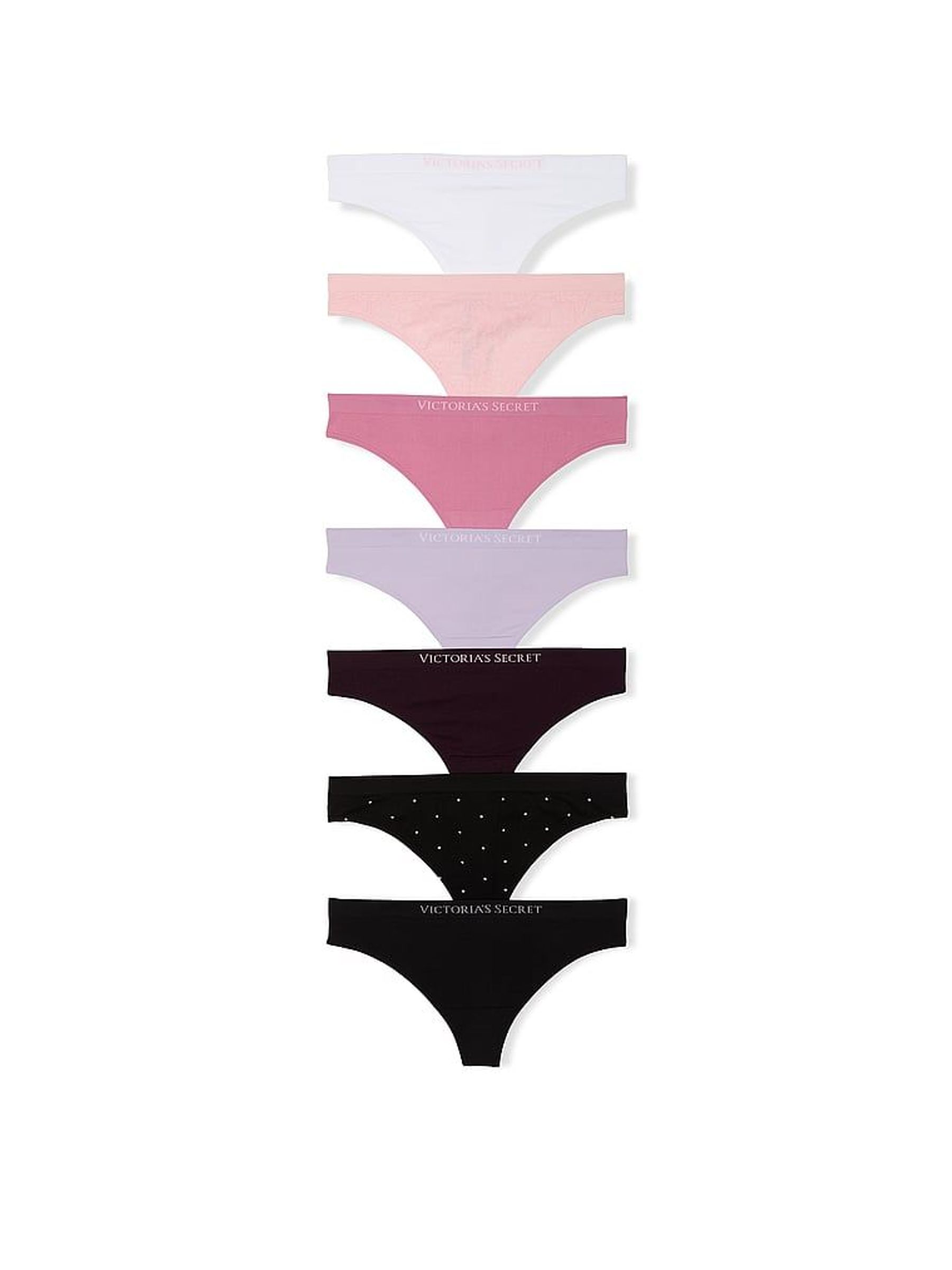 White/Pink/Purple/Black Thong 7 Pack Knickers (W50146) | £35