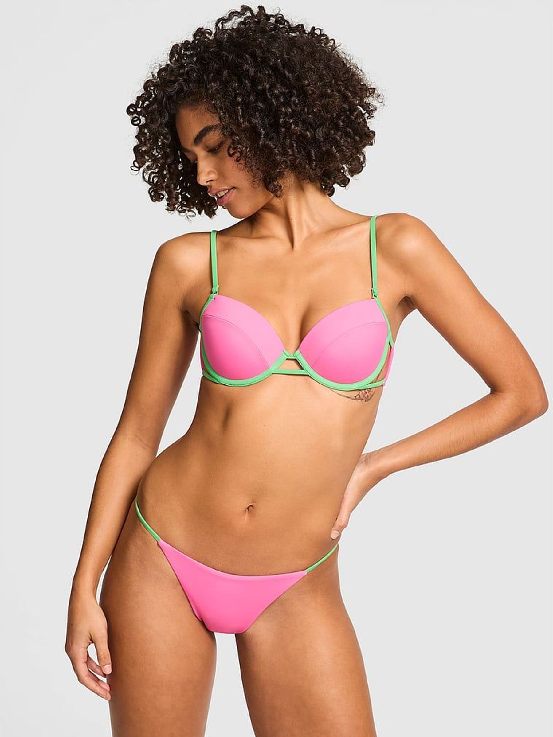 Carmine Rose Pink Push Up Gated Bikini Top (W50157) | £26