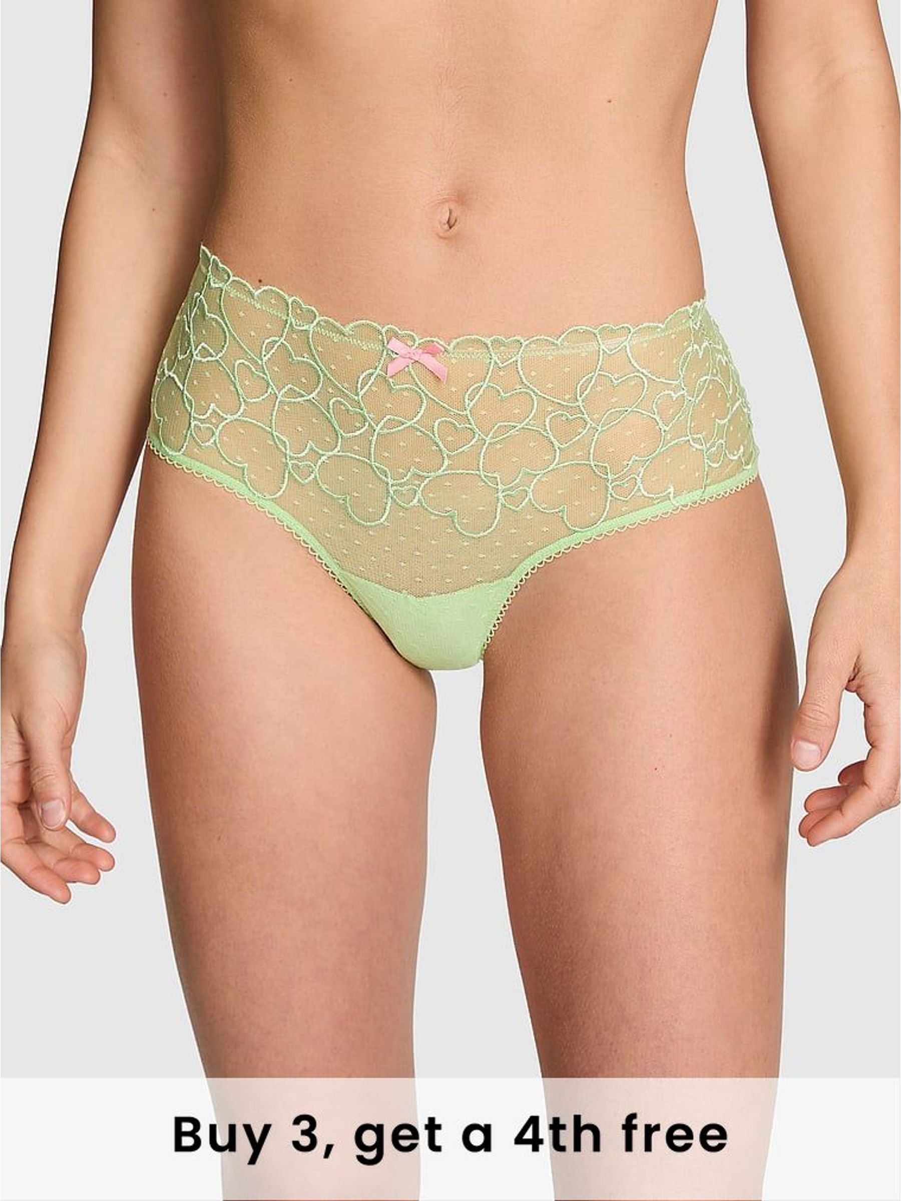 Pale Petal Green Cheeky Floral Lace Knickers (W50203) | £9