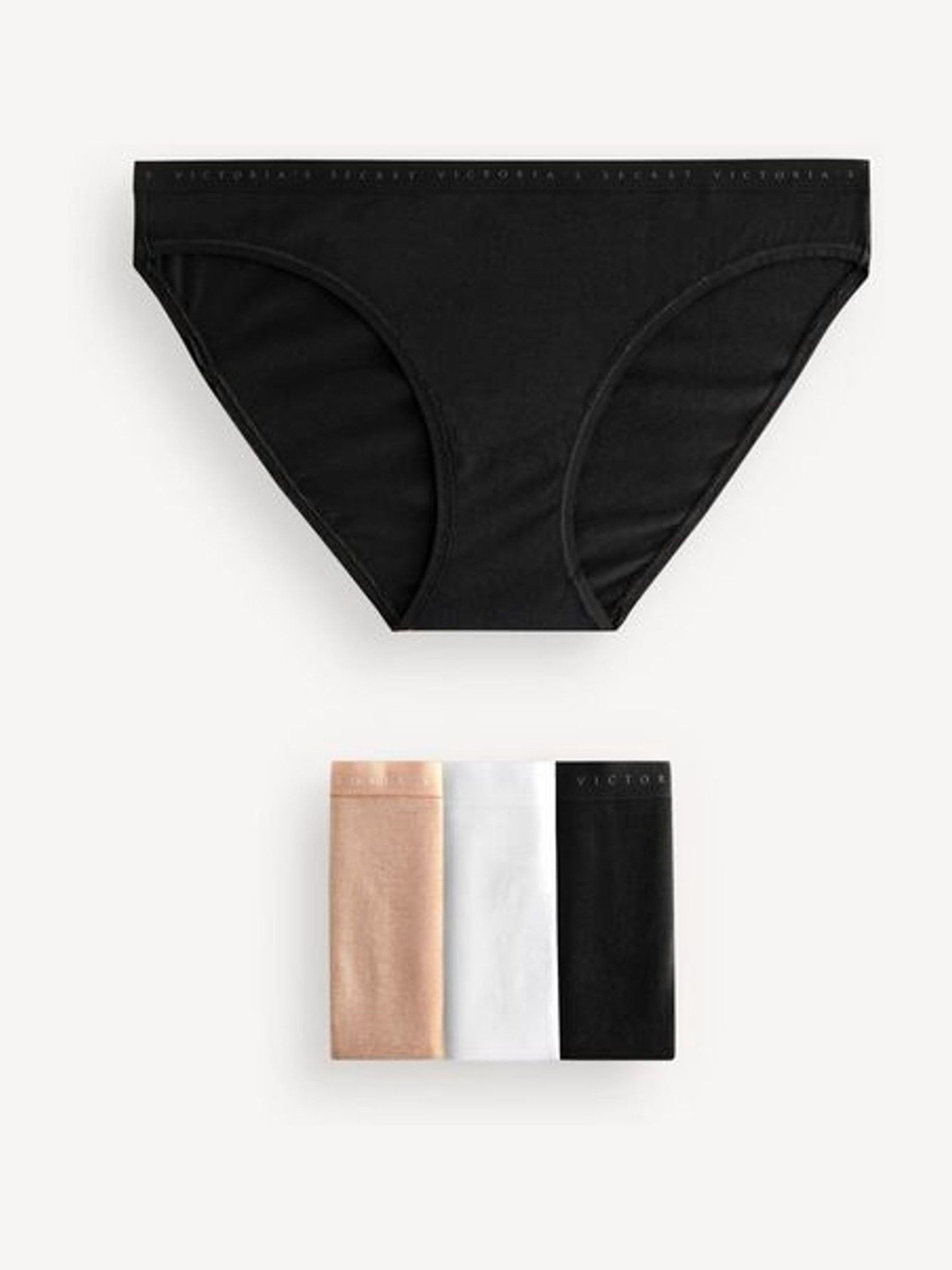 Black/White/Nude Bikini Logo 4 Pack Knickers (W50208) | £20