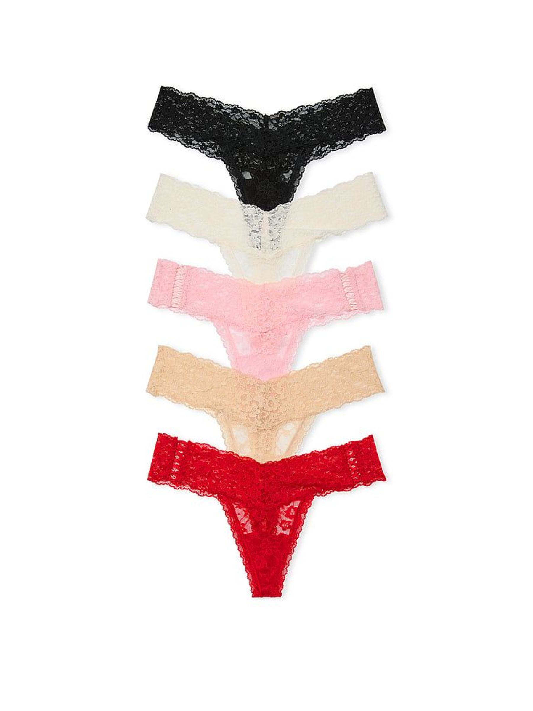 White/Pink/Nude/Red/Black Thong 5 Pack Knickers (W50230) | £27