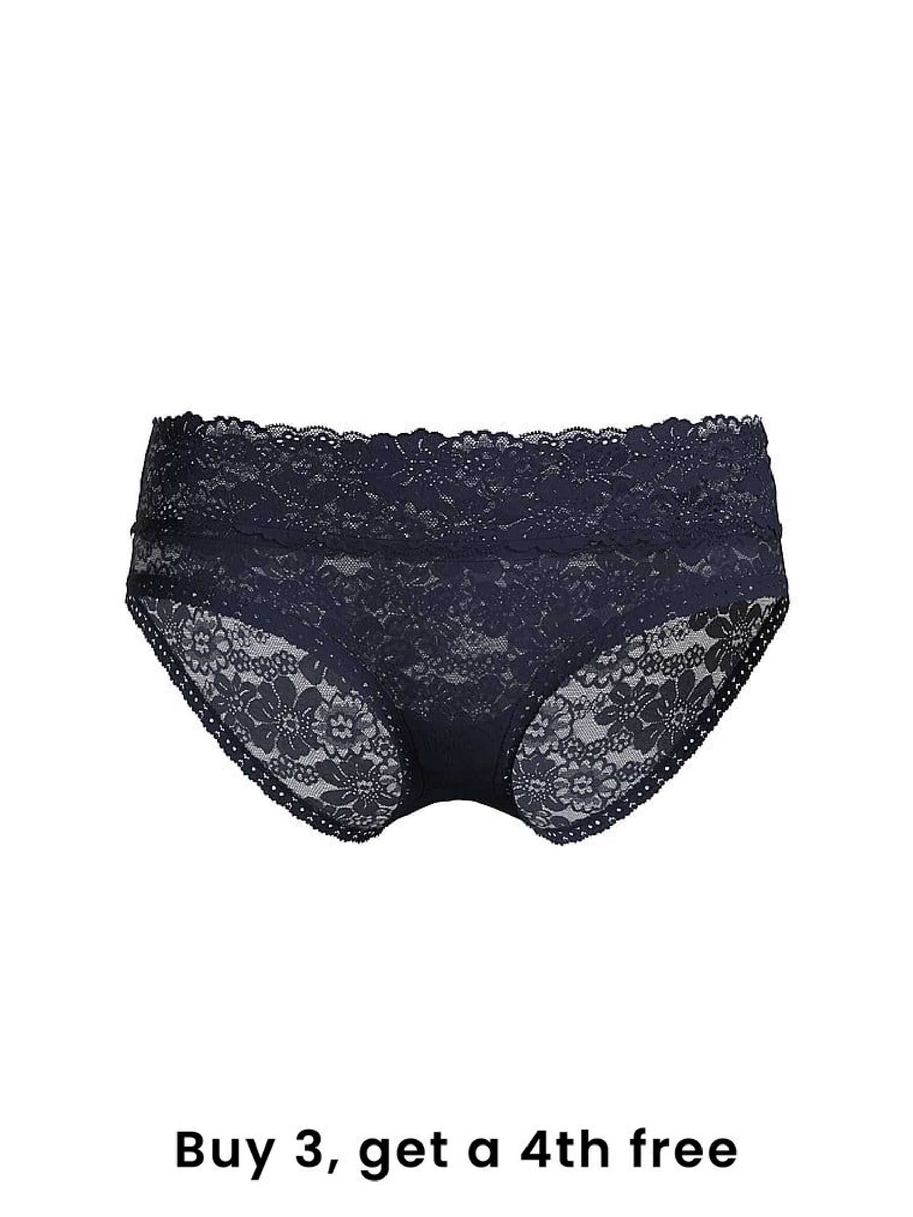 Noir Navy Blue Hipster Floral Lace Knickers (W50235) | £9